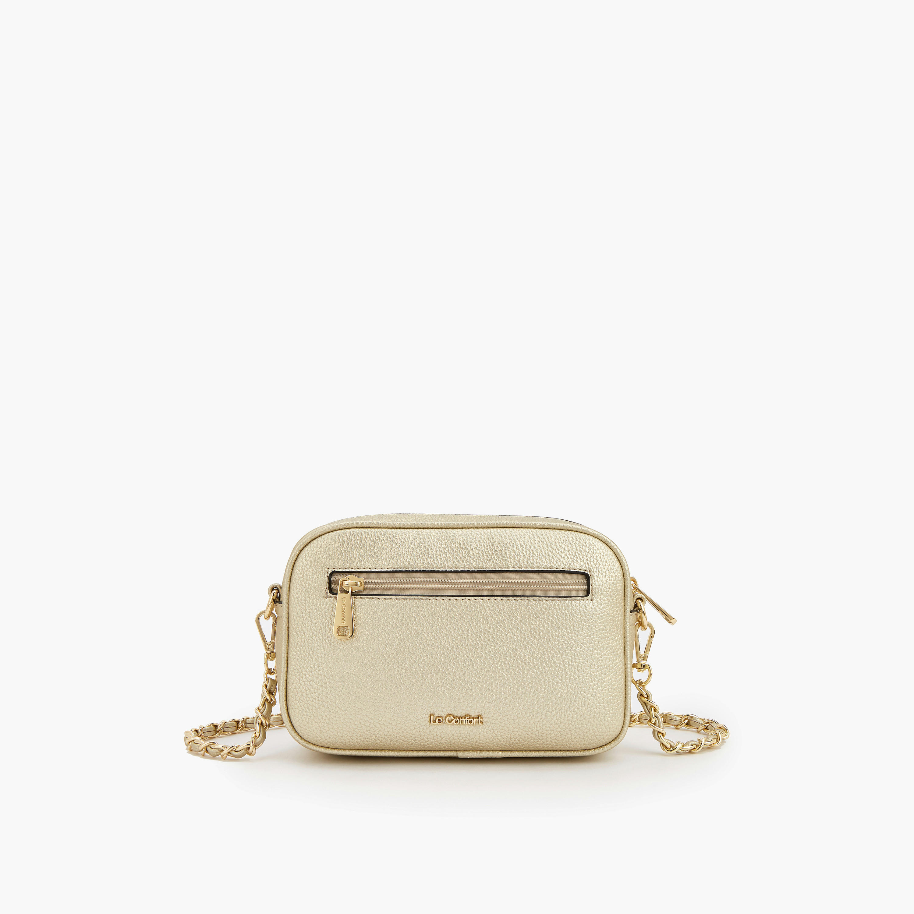 Le Confort Textured Crossbody Bag with Chain Strap-women-bagsandwallets-handbags-image-3