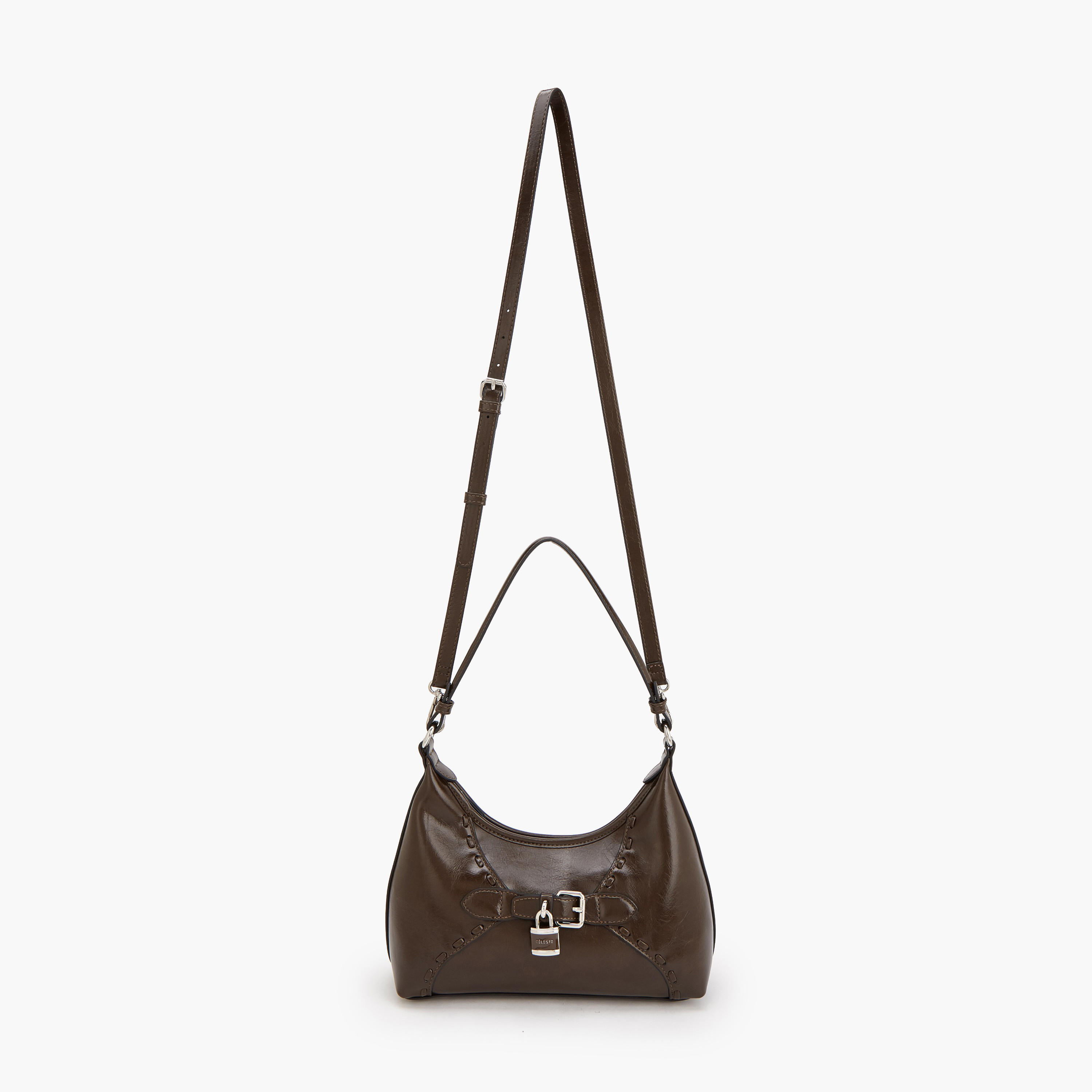 شنطة كتف سادة بزينة قفل من سيليست-women-bagsandwallets-handbags-image-2