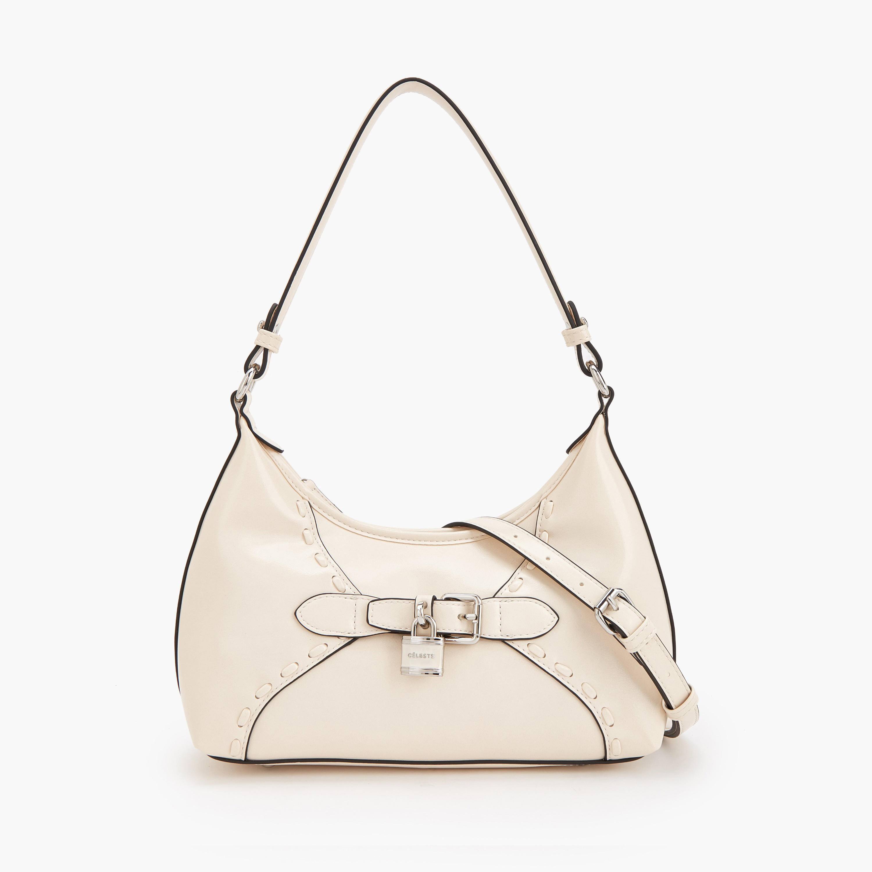 Celeste Solid Shoulder Bag with Padlock Accent-women-bagsandwallets-handbags-image-1