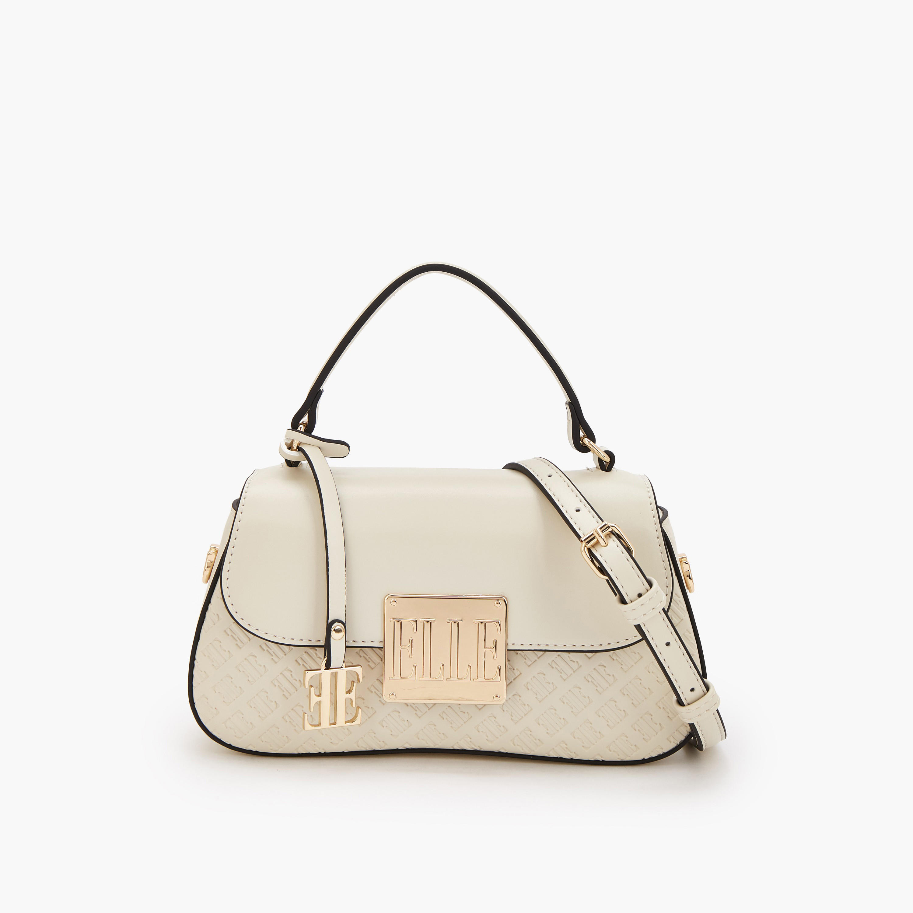 Elle Monogram Embossed Satchel Bag with Detachable Strap-women-bagsandwallets-handbags-image-1