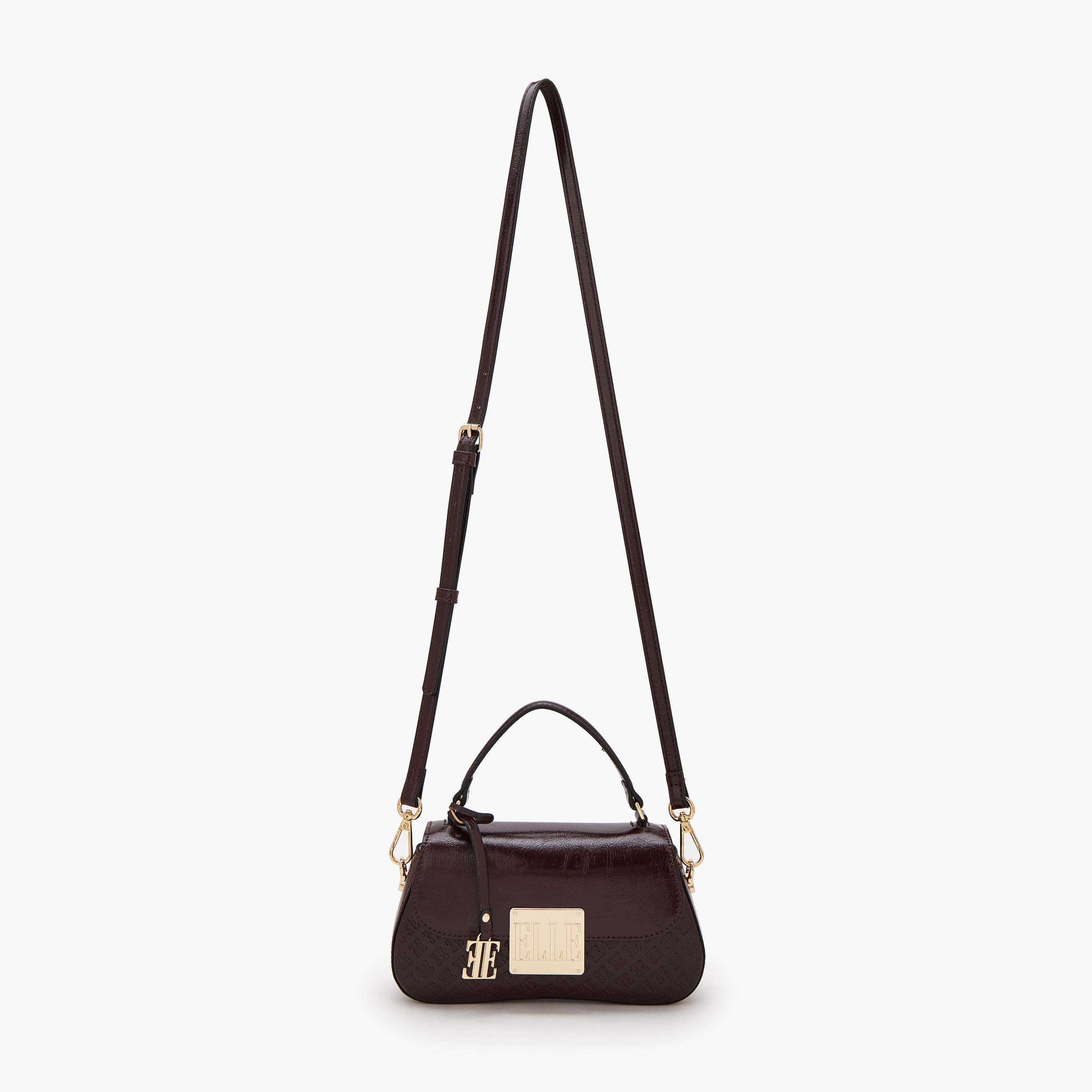 Elle Monogram Embossed Satchel Bag with Detachable Strap-women-bagsandwallets-handbags-image-2