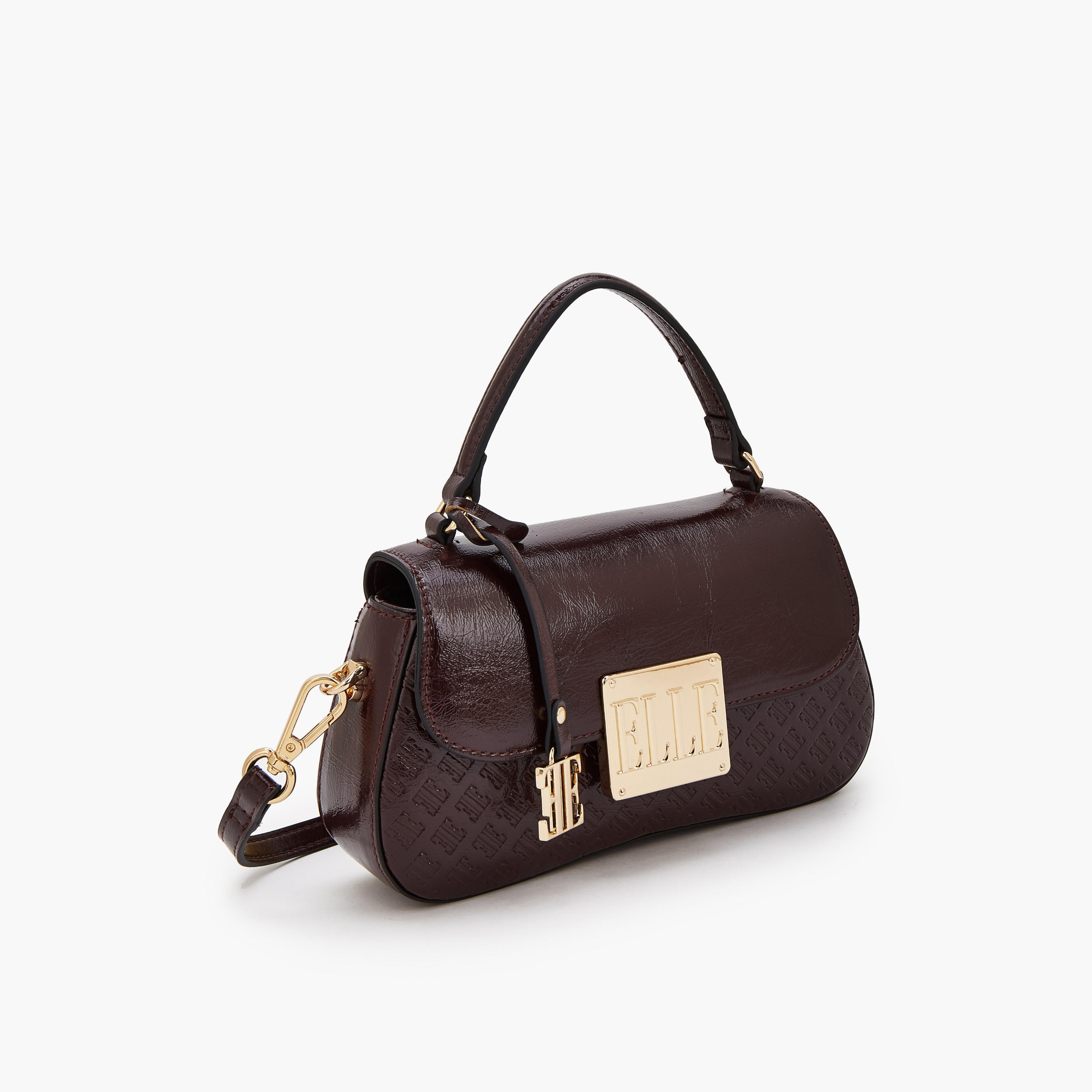Elle Monogram Embossed Satchel Bag with Detachable Strap-women-bagsandwallets-handbags-image-3