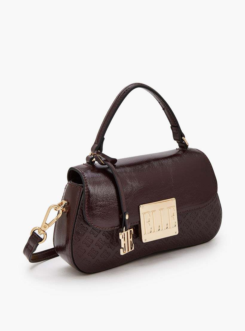 Elle Monogram Embossed Satchel Bag with Detachable Strap-women-bagsandwallets-handbags-image-3
