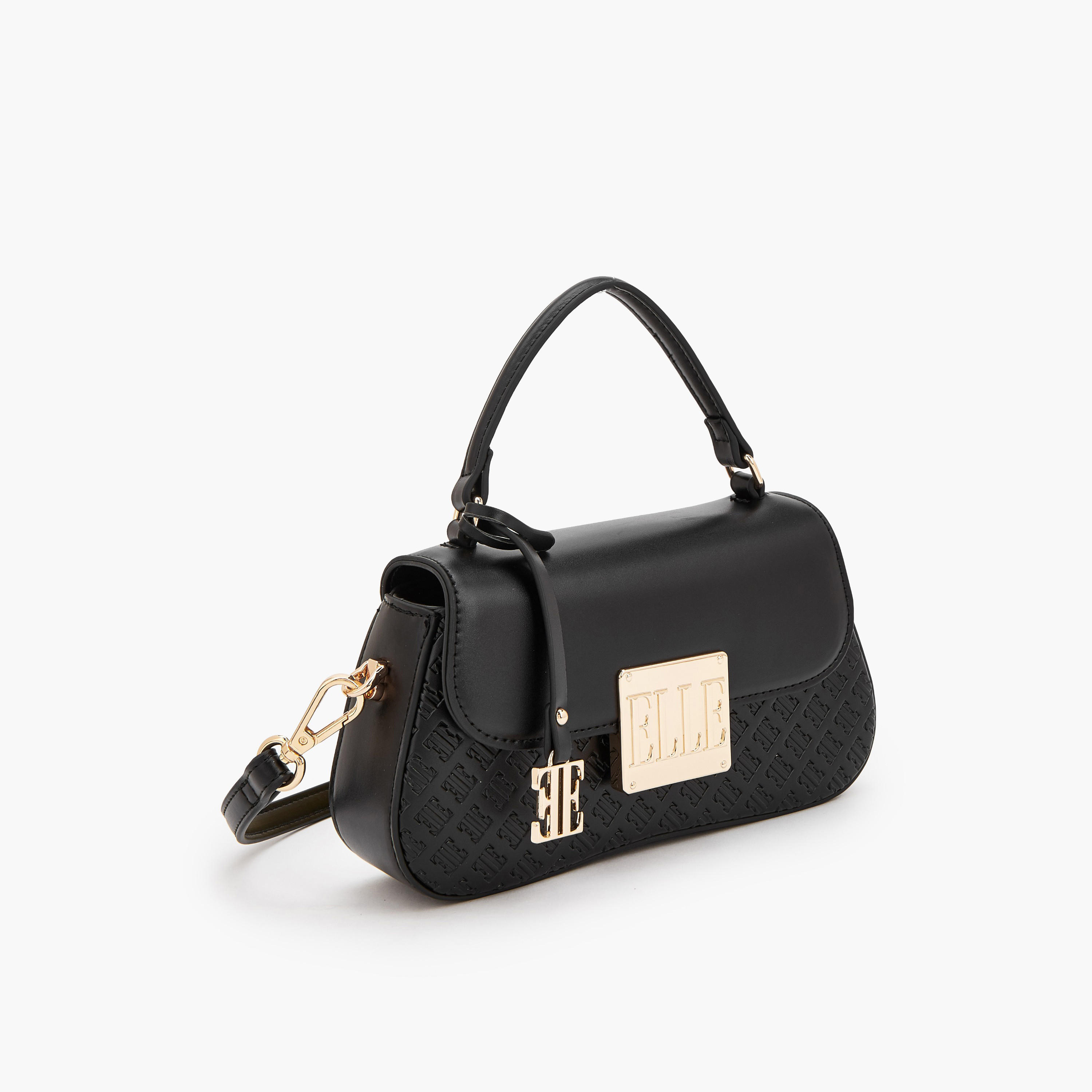 Elle Monogram Embossed Satchel Bag with Detachable Strap-women-bagsandwallets-handbags-image-3