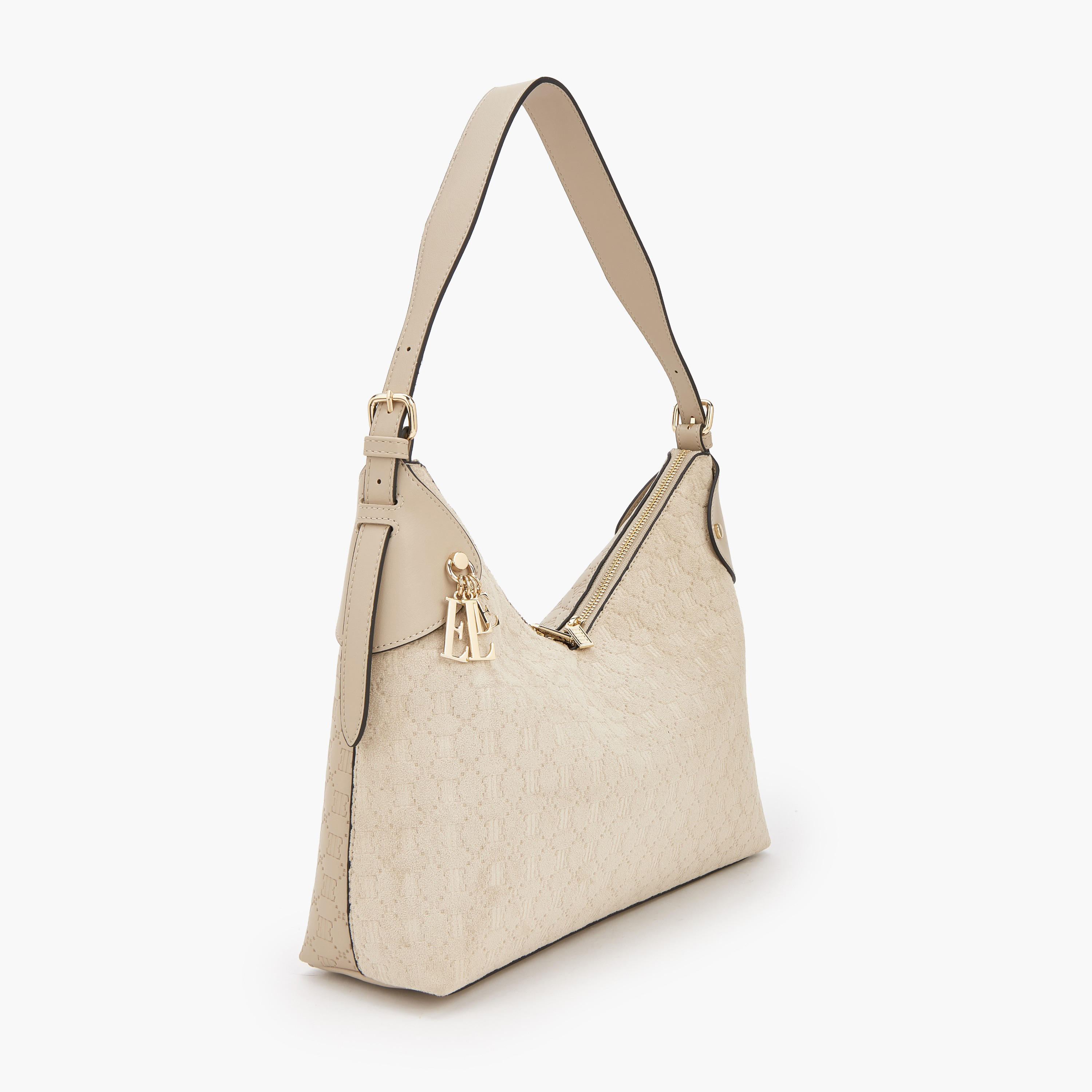 Elle Suede Shoulder Bag with Zip Closure-women-bagsandwallets-handbags-image-2