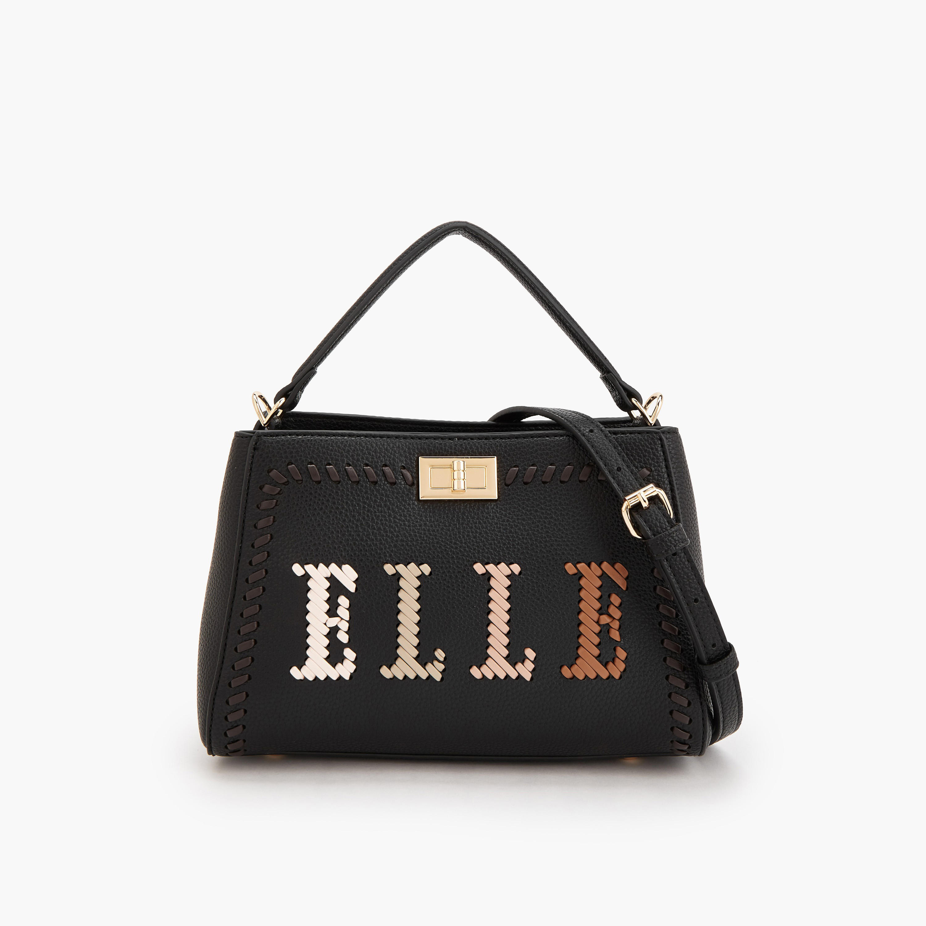 Elle Logo Textured Tote Bag with Detachable Strap-women-bagsandwallets-handbags-image-1