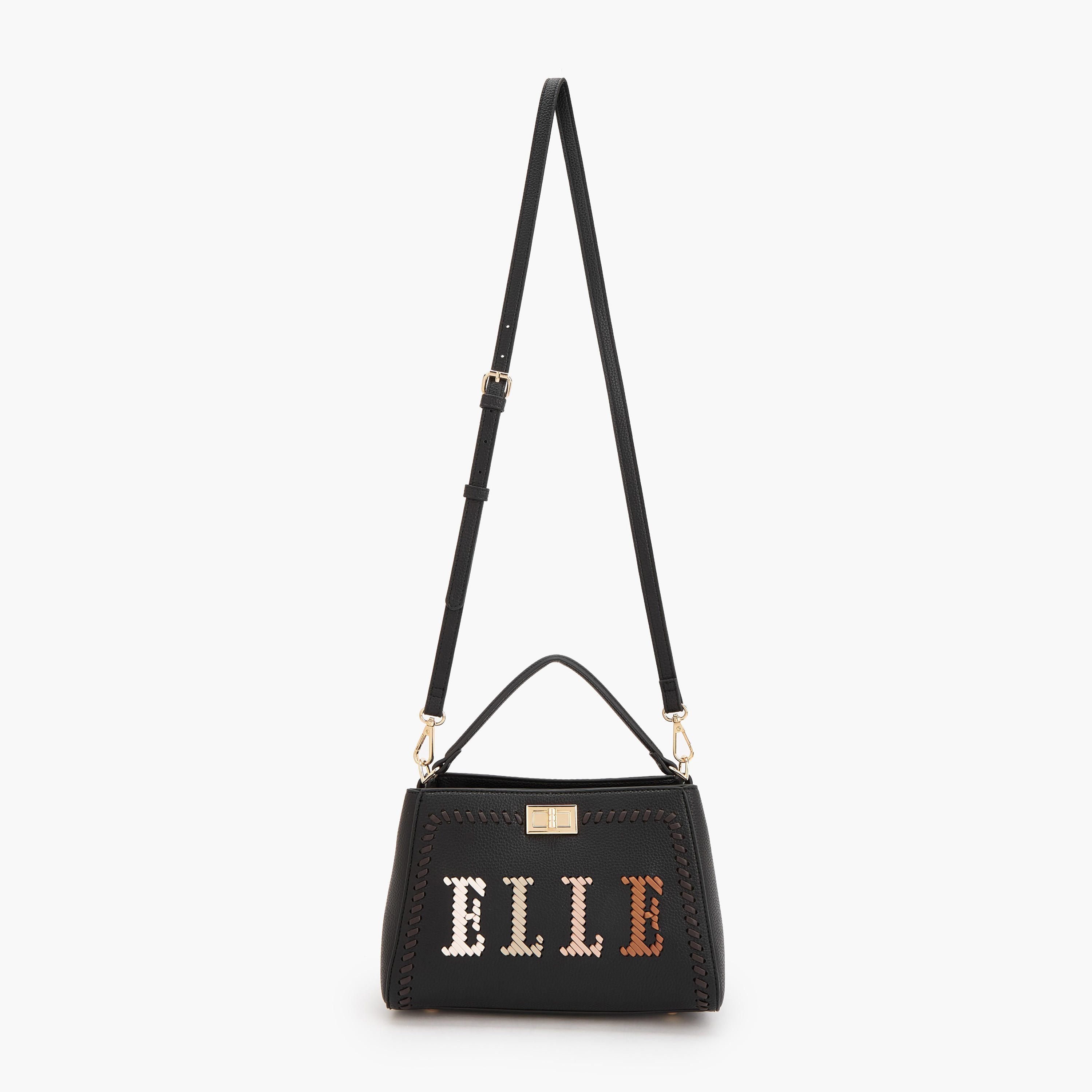 Elle Logo Textured Tote Bag with Detachable Strap-women-bagsandwallets-handbags-image-2