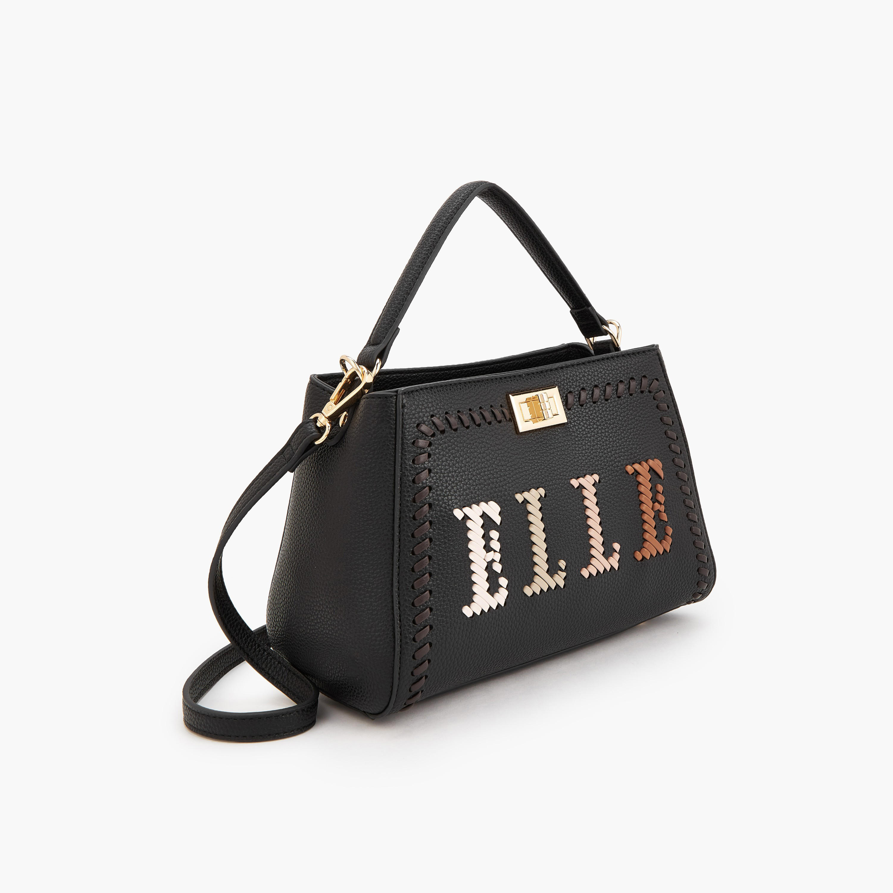 Elle Logo Textured Tote Bag with Detachable Strap-women-bagsandwallets-handbags-image-3