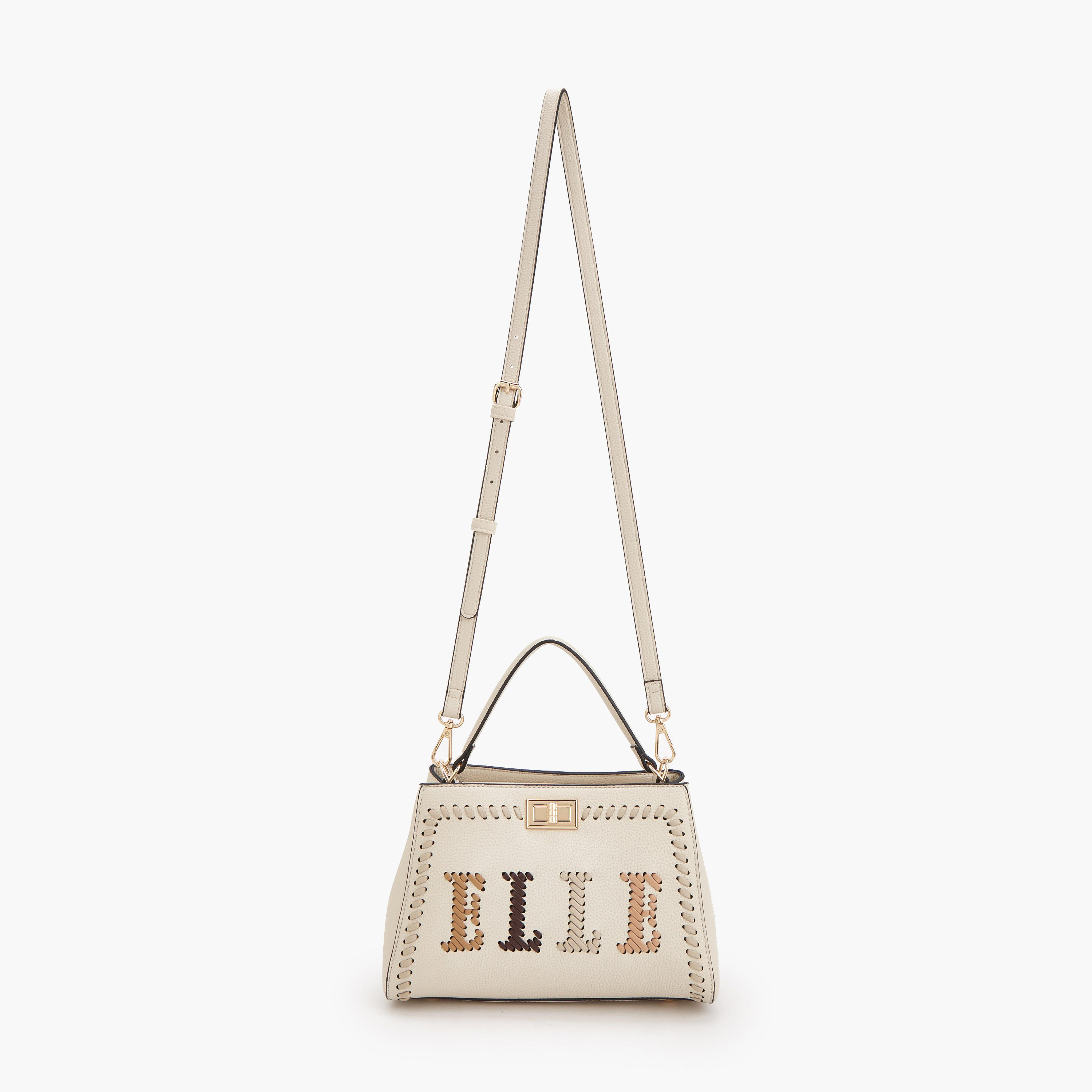 Elle Logo Textured Tote Bag with Detachable Strap-women-bagsandwallets-handbags-image-2