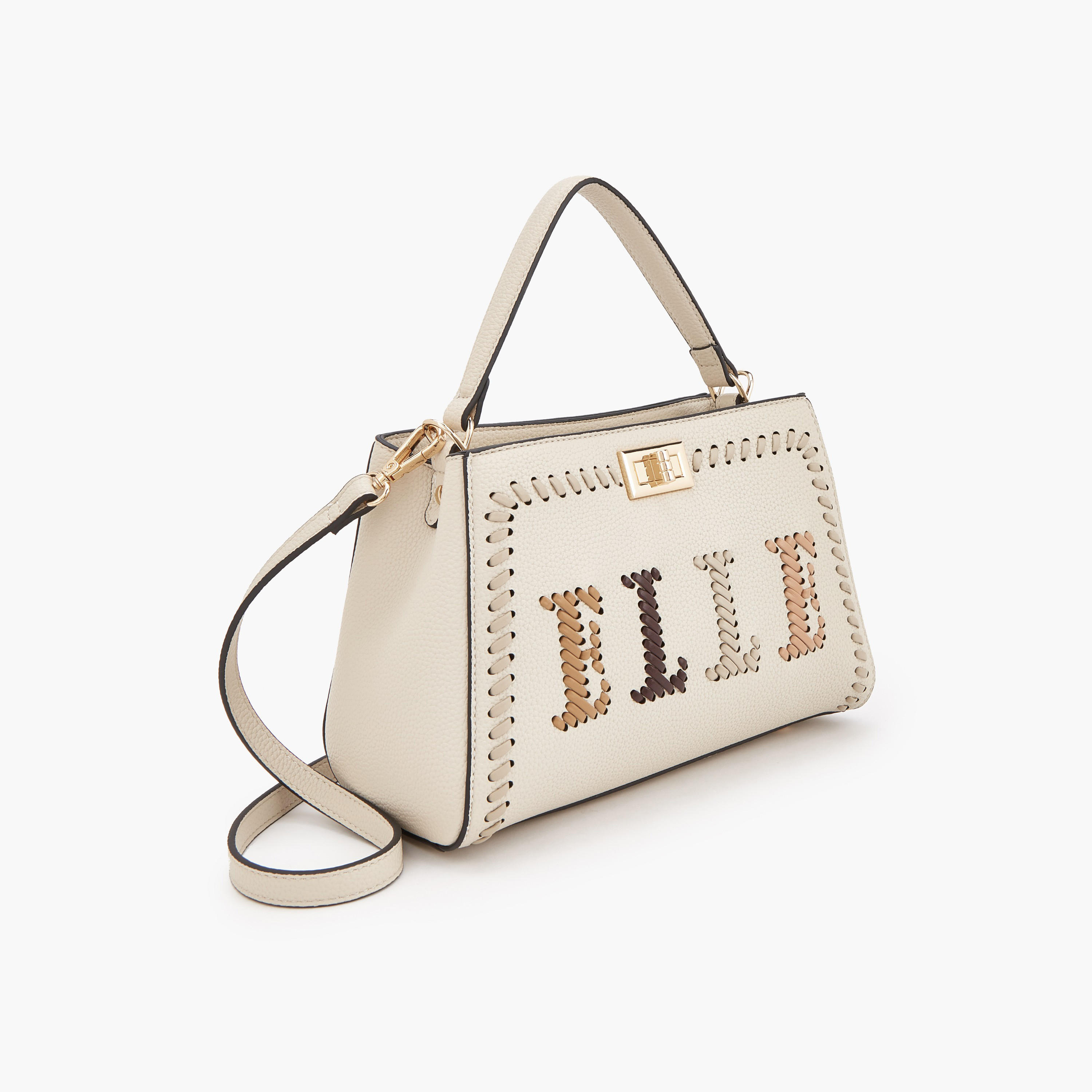 Elle Logo Textured Tote Bag with Detachable Strap-women-bagsandwallets-handbags-image-3