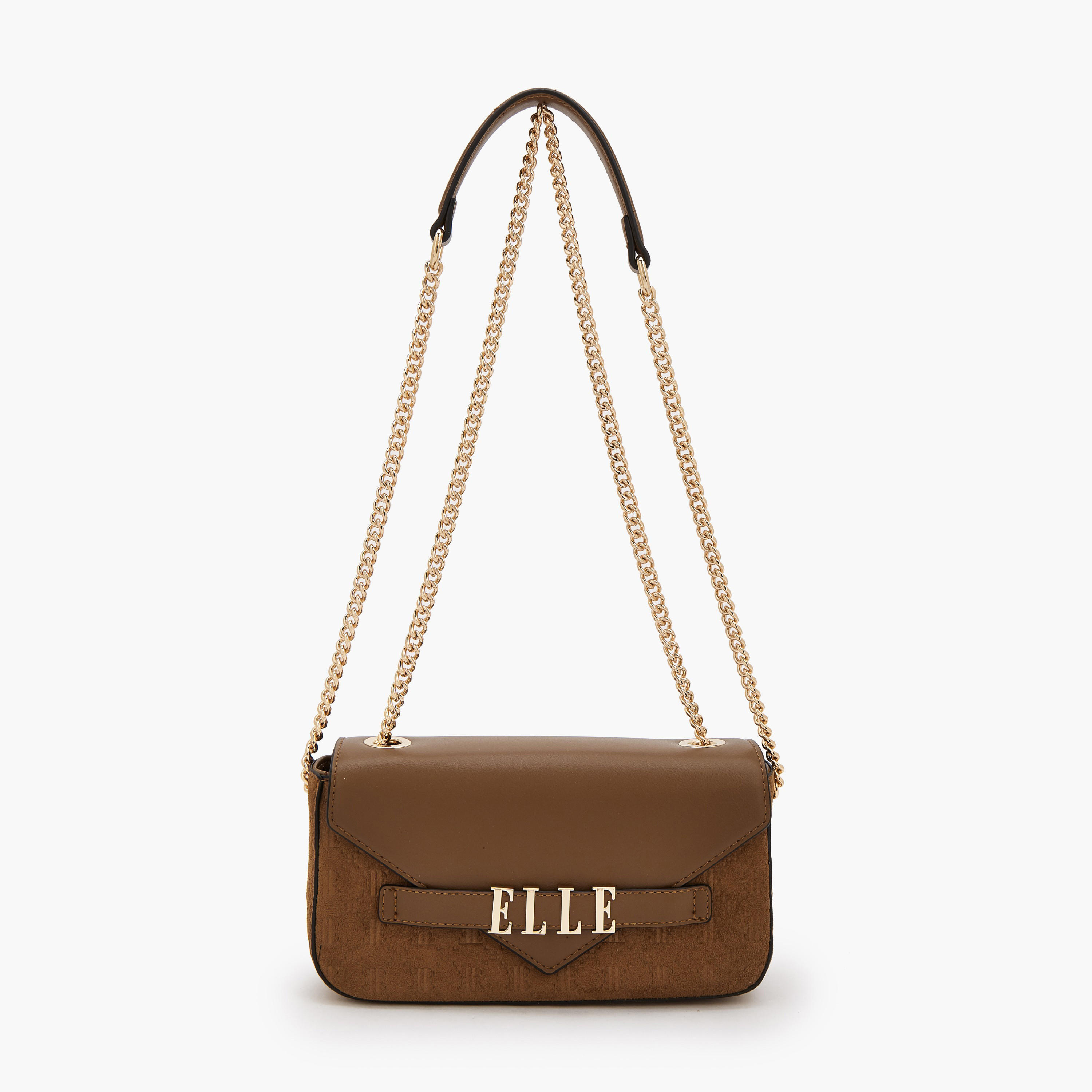 Elle Monogram Embossed Crossbody Bag with Chain Strap-women-bagsandwallets-handbags-image-1