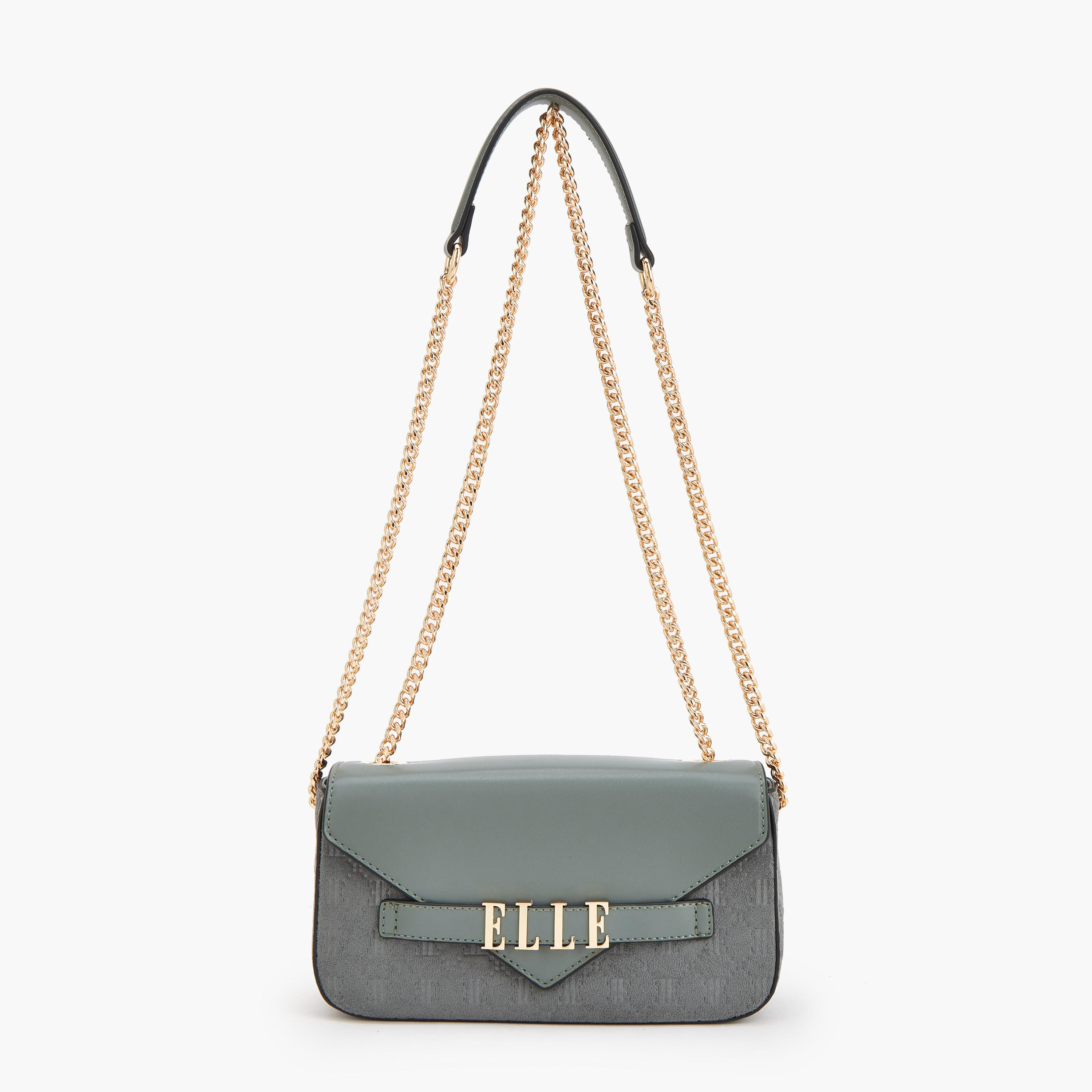 Elle Monogram Embossed Crossbody Bag with Chain Strap-women-bagsandwallets-handbags-image-1