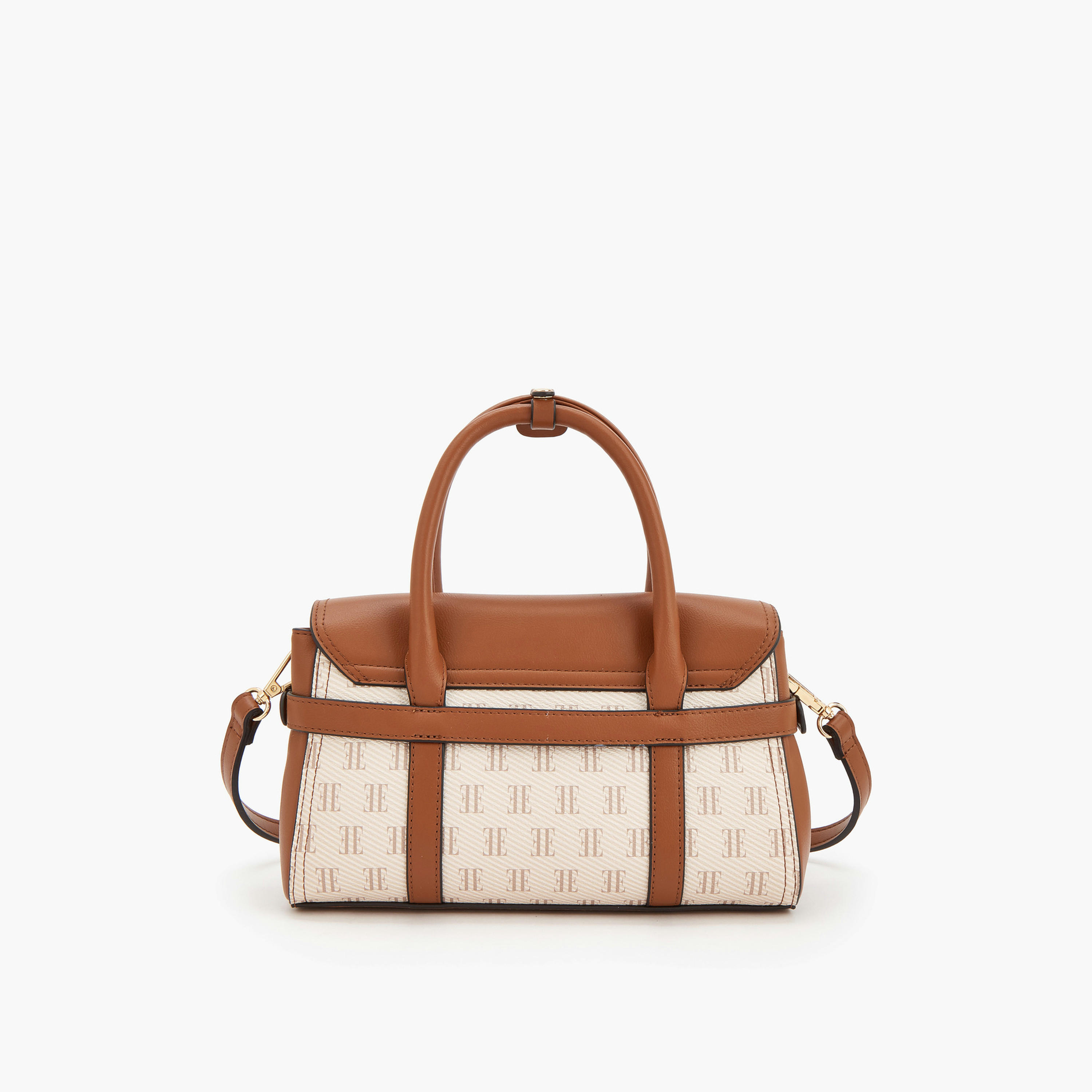 Elle Monogram Print Satchel Bag with Detachable Strap-women-bagsandwallets-handbags-image-3