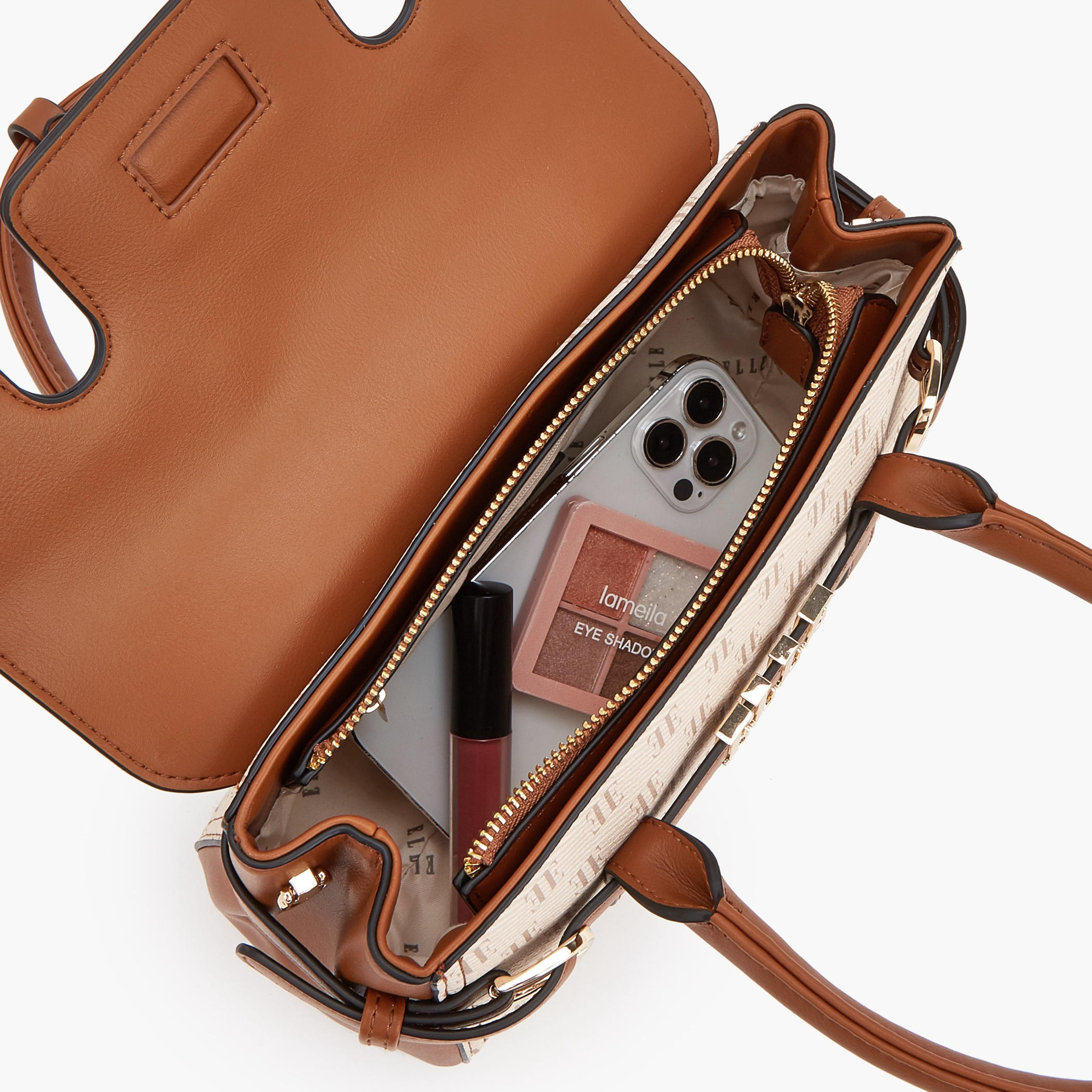 Elle Monogram Print Satchel Bag with Detachable Strap-women-bagsandwallets-handbags-image-5