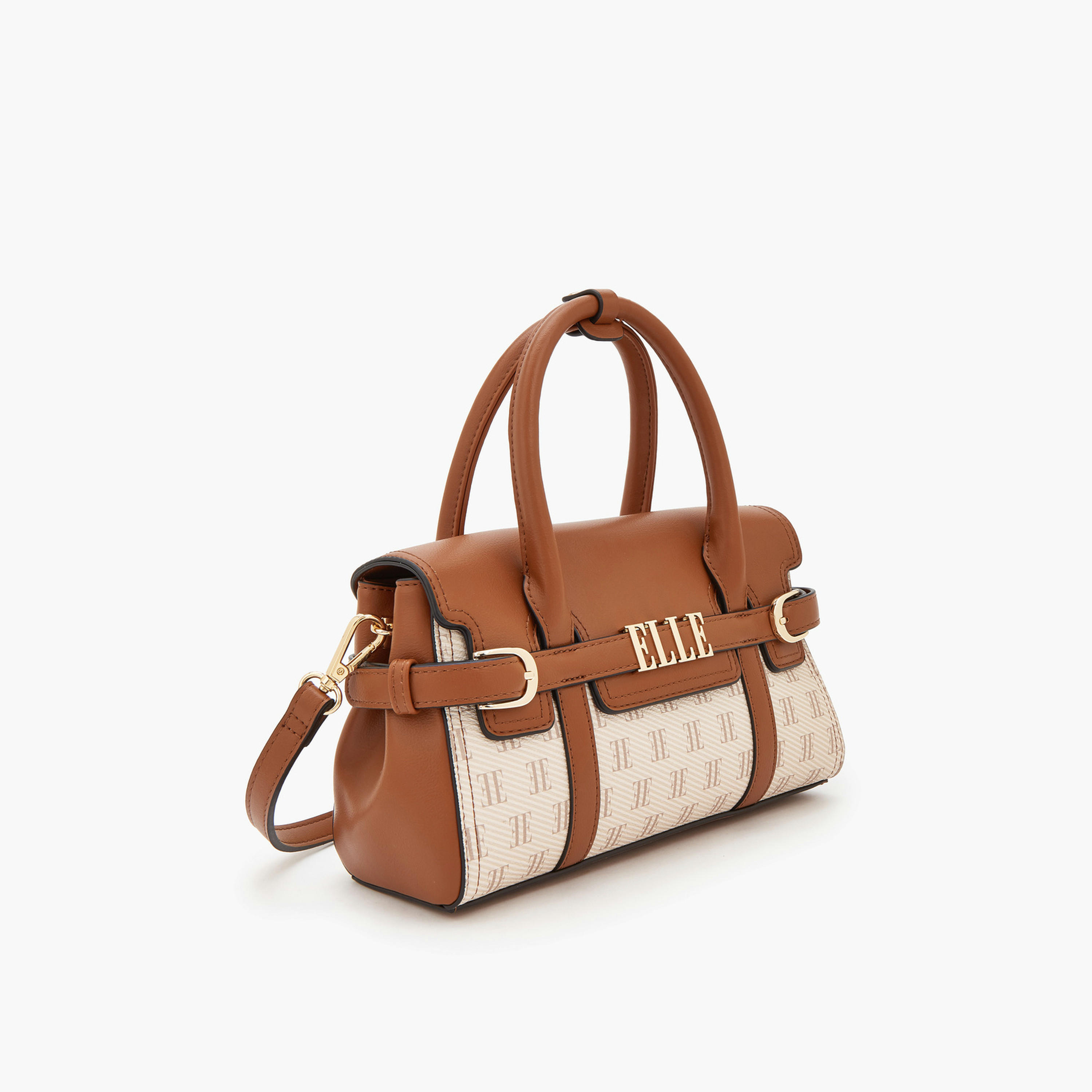 Elle Monogram Print Satchel Bag with Detachable Strap-women-bagsandwallets-handbags-image-6