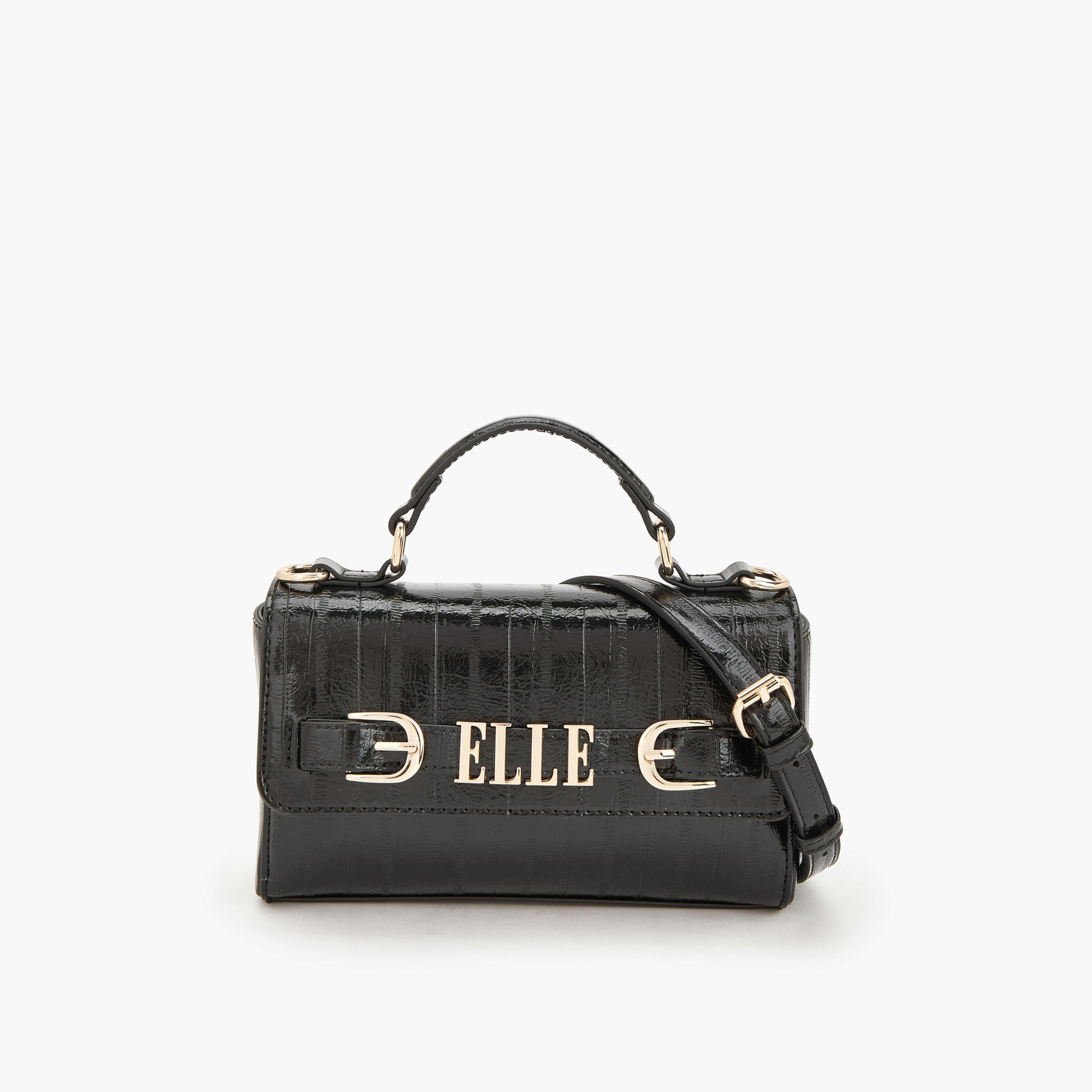 Elle Textured Satchel Bag with Detachable Strap-women-bagsandwallets-handbags-image-1