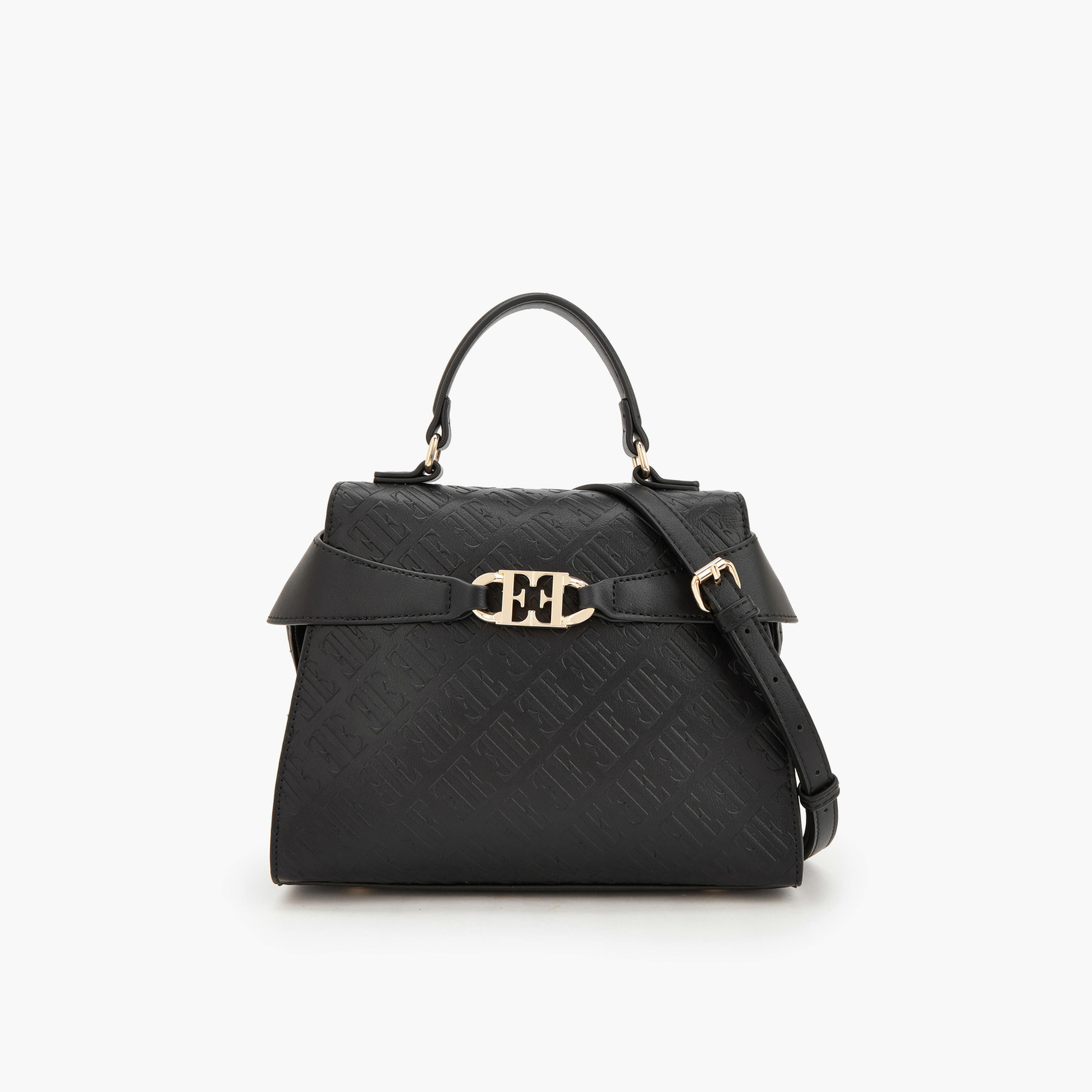 Elle Monogram Embossed Satchel Bag with Detachable Strap-women-bagsandwallets-handbags-image-1