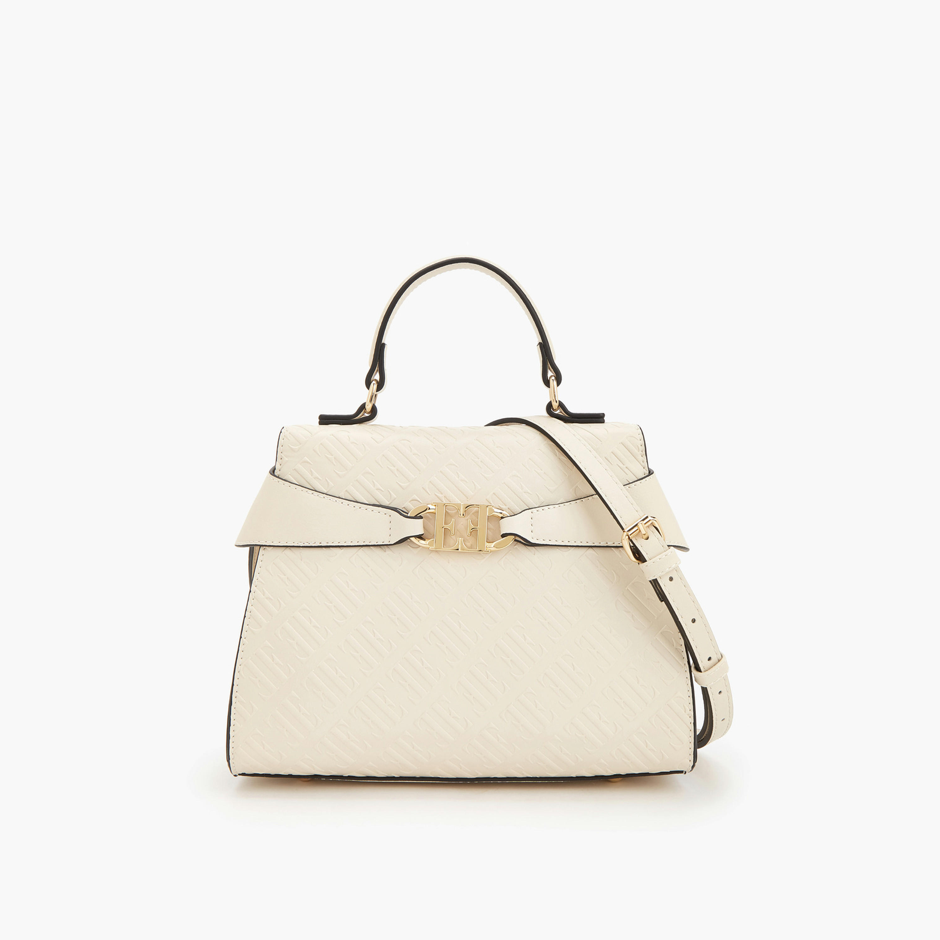 Elle Monogram Embossed Satchel Bag with Detachable Strap-women-bagsandwallets-handbags-image-1
