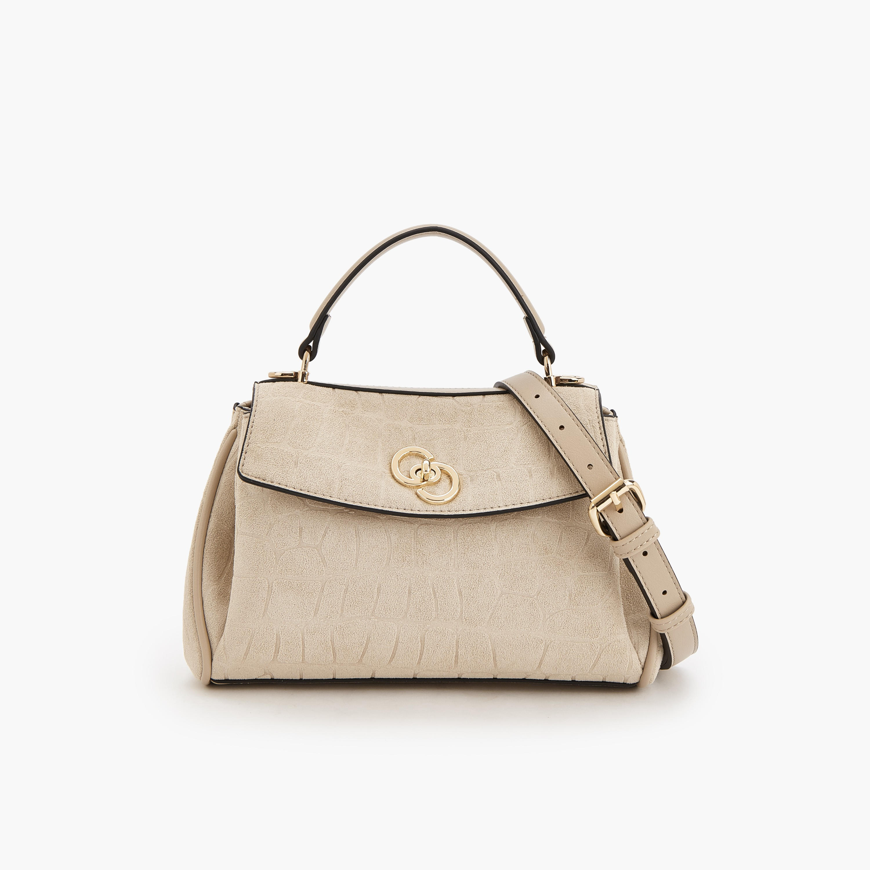 شنطة ساتشل من الشامواه بملمس بارز مع حزام قابل للإزالة من سيليست-women-bagsandwallets-handbags-image-1