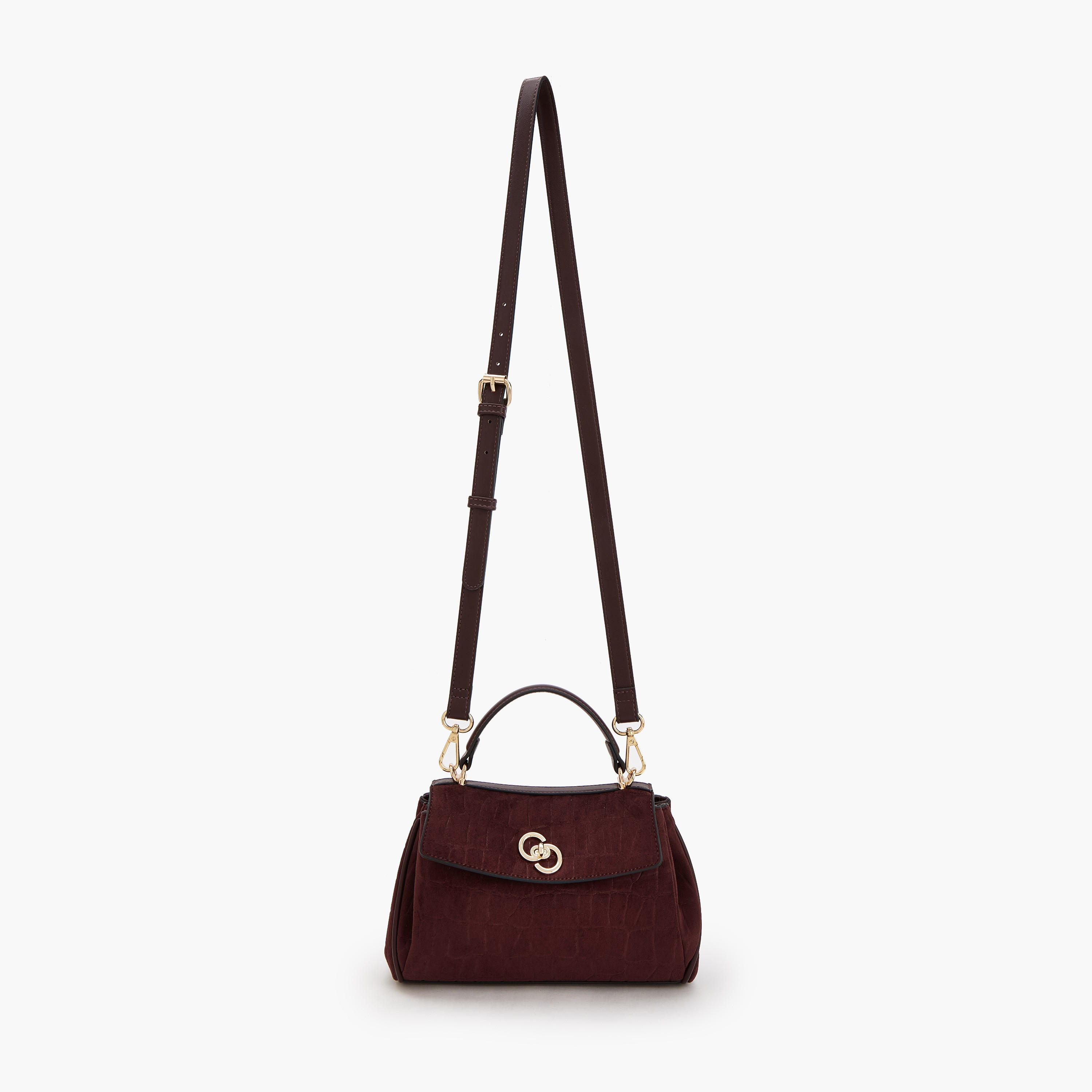 شنطة ساتشل من الشامواه بملمس بارز مع حزام قابل للإزالة من سيليست-women-bagsandwallets-handbags-image-2