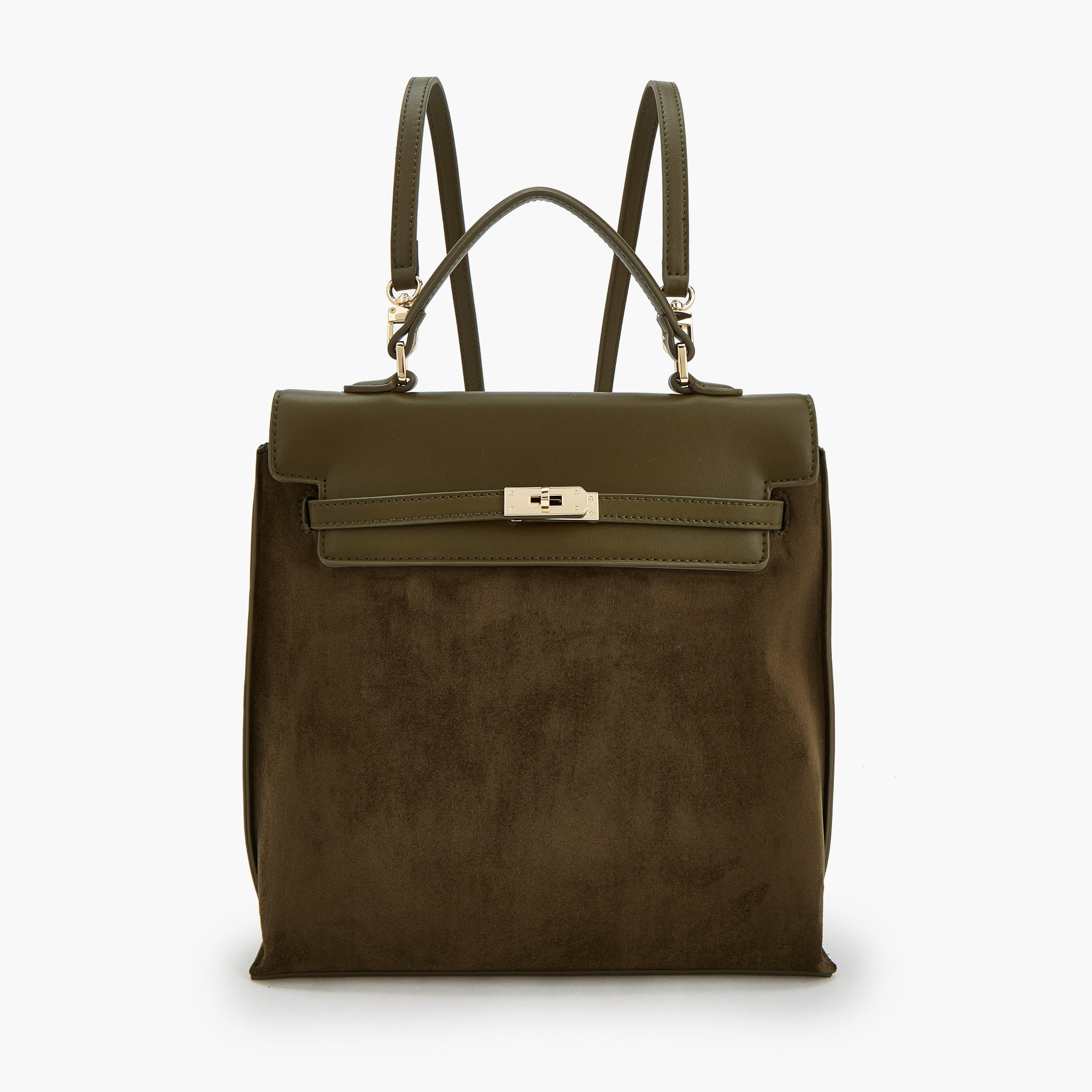 Celeste Textured Suede Backpack with Twist Lock Closure-women-bagsandwallets-backpacks-image-1
