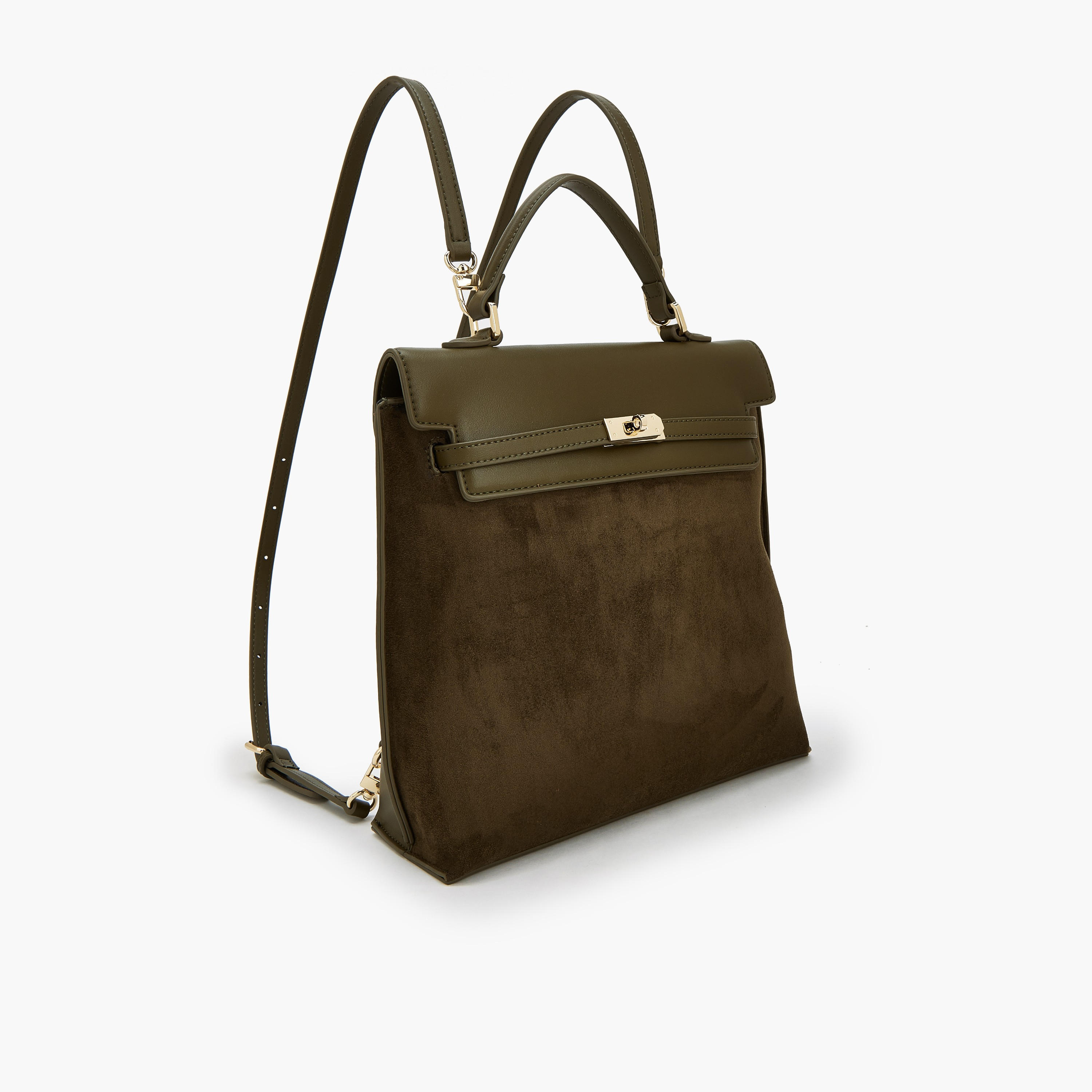 Celeste Textured Suede Backpack with Twist Lock Closure-women-bagsandwallets-backpacks-image-2
