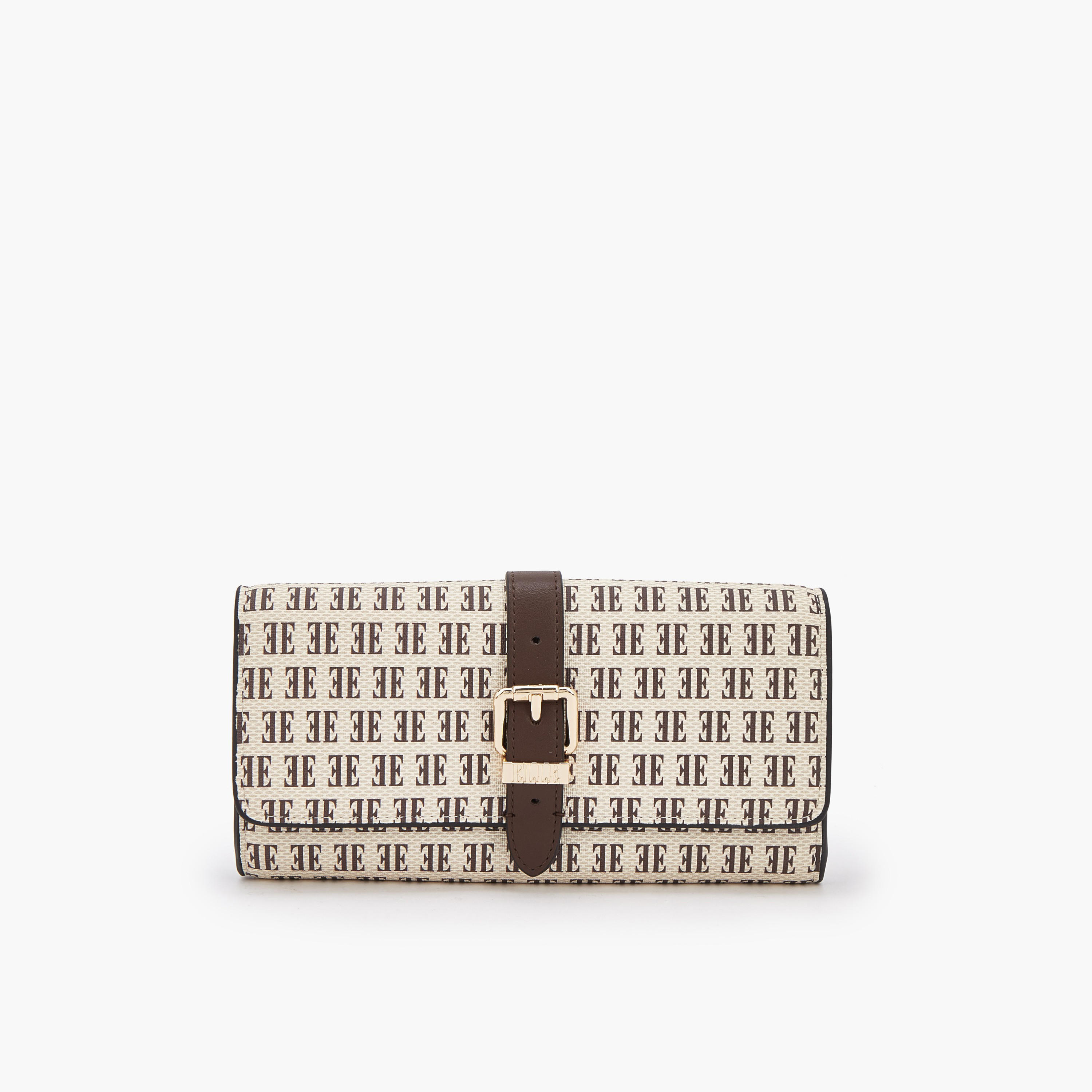 Elle Monogram Print Wallet with Snap Button Closure-women-bagsandwallets-wallets-image-1