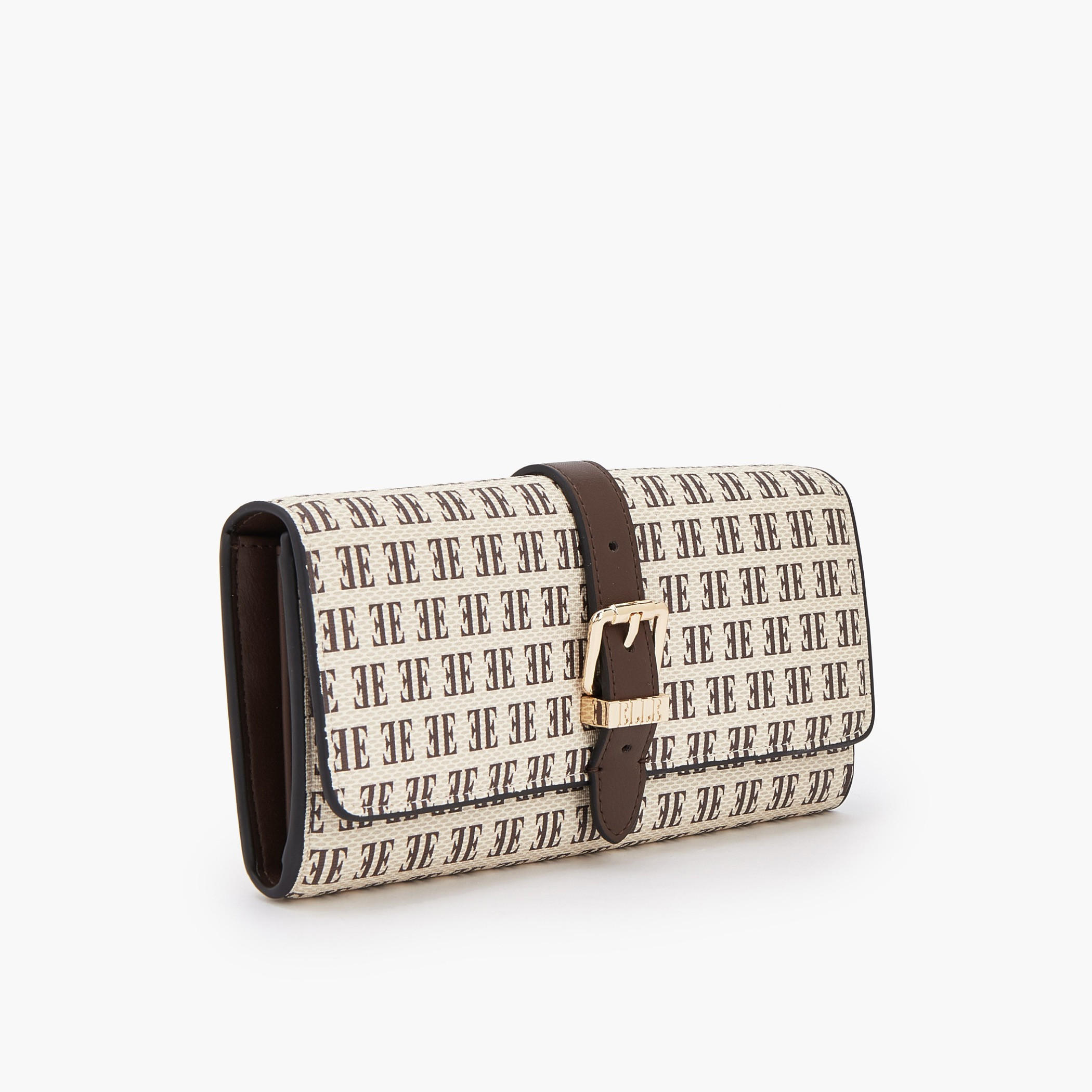 Elle Monogram Print Wallet with Snap Button Closure-women-bagsandwallets-wallets-image-2