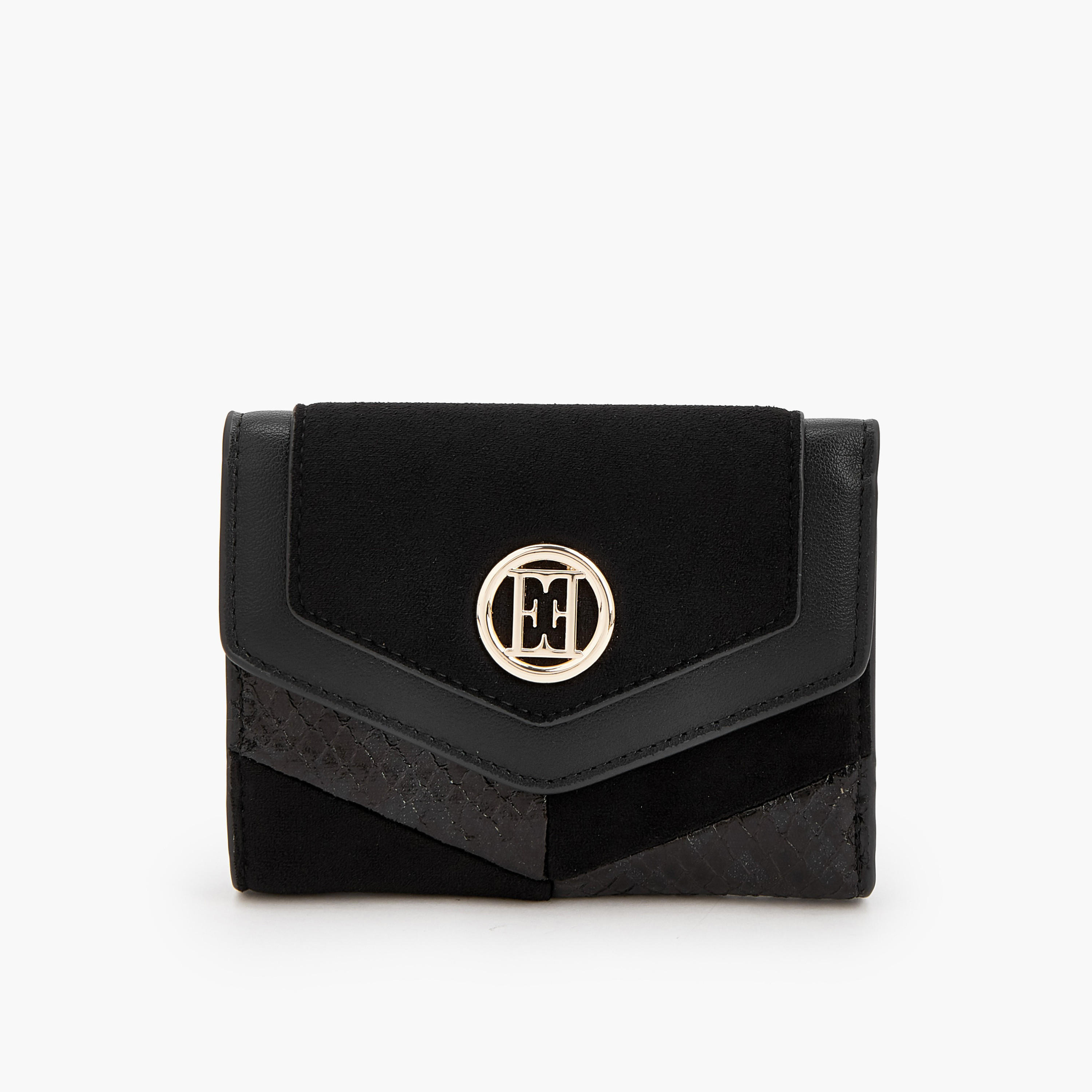 محفظة بارزة الملمس ثلاثية الطي بزر إغلاق من إيل-women-bagsandwallets-wallets-image-1