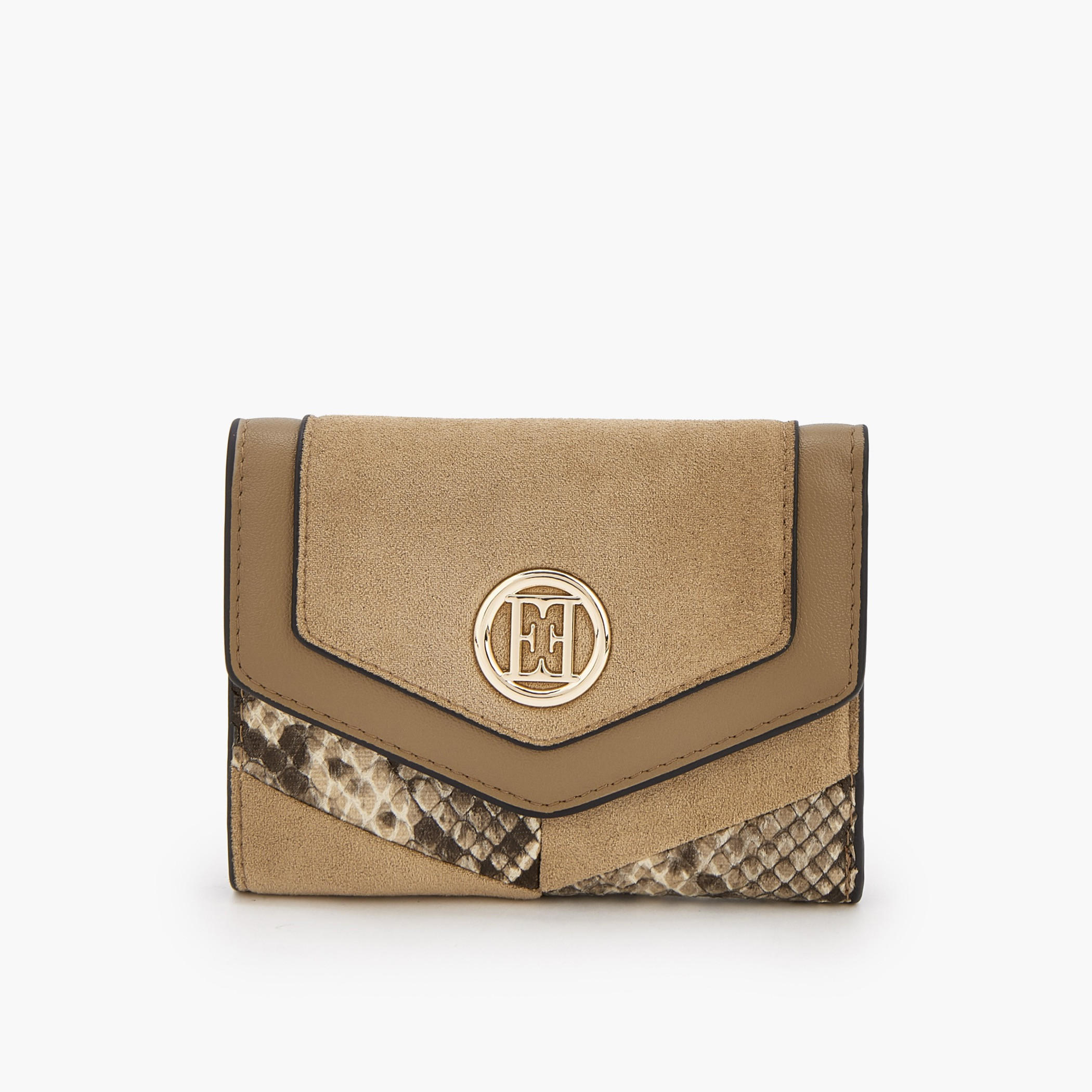محفظة بارزة الملمس ثلاثية الطي بزر إغلاق من إيل-women-bagsandwallets-wallets-image-1