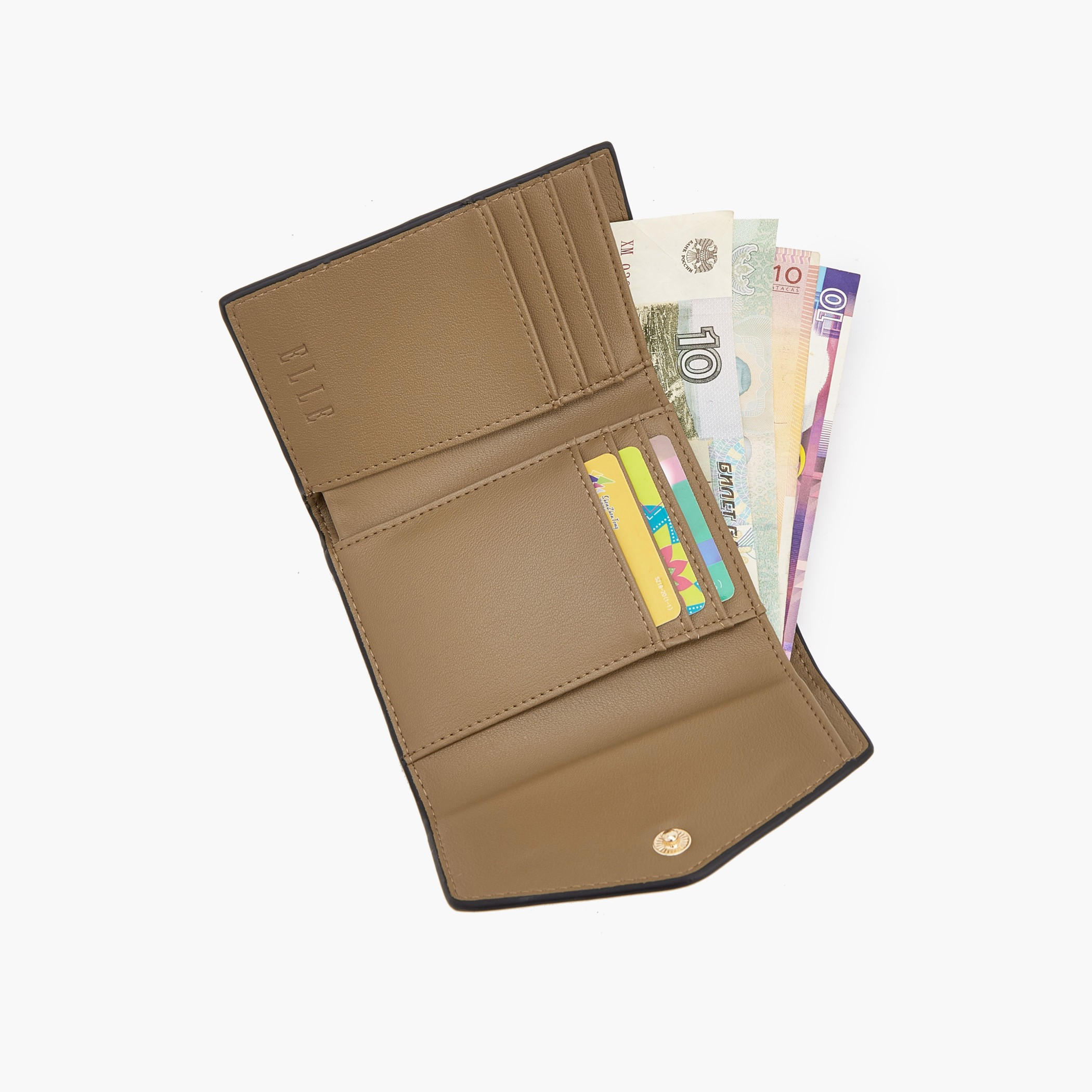 محفظة بارزة الملمس ثلاثية الطي بزر إغلاق من إيل-women-bagsandwallets-wallets-image-7