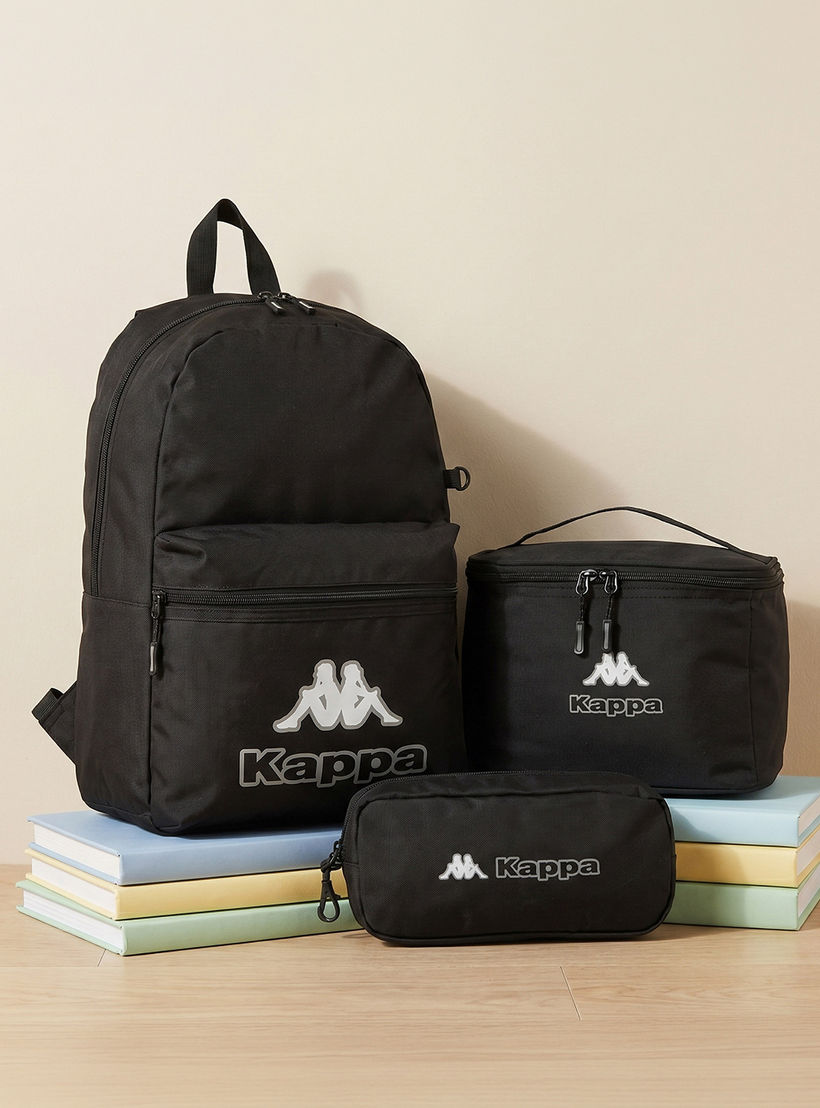 Kappa Logo Print 3-Piece School Backpack Set for Kids 8-13 Years with Pencil Pouch and Lunch Bag-school-bagsandbackpacks-backpacks-image-1