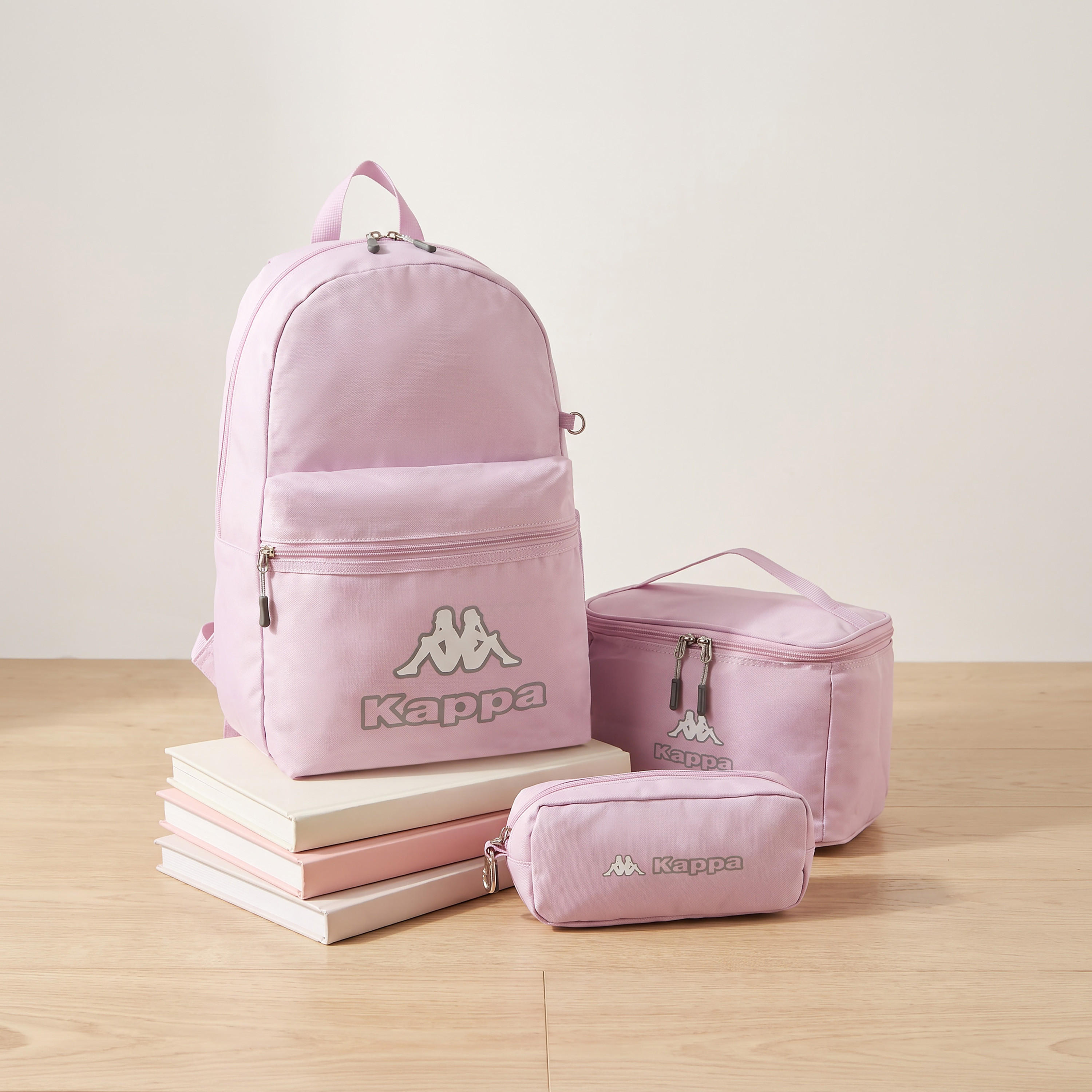 Kappa Logo Print 3-Piece School Backpack Set for Kids 8-13 Years with Pencil Pouch and Lunch Bag-school-bagsandbackpacks-backpacks-image-1