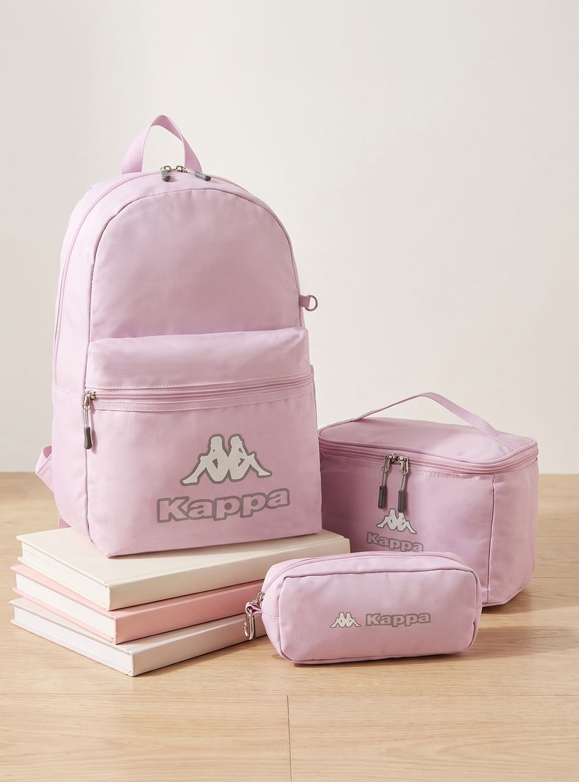 Kappa Logo Print 3-Piece School Backpack Set for Kids 8-13 Years with Pencil Pouch and Lunch Bag-school-bagsandbackpacks-backpacks-image-1