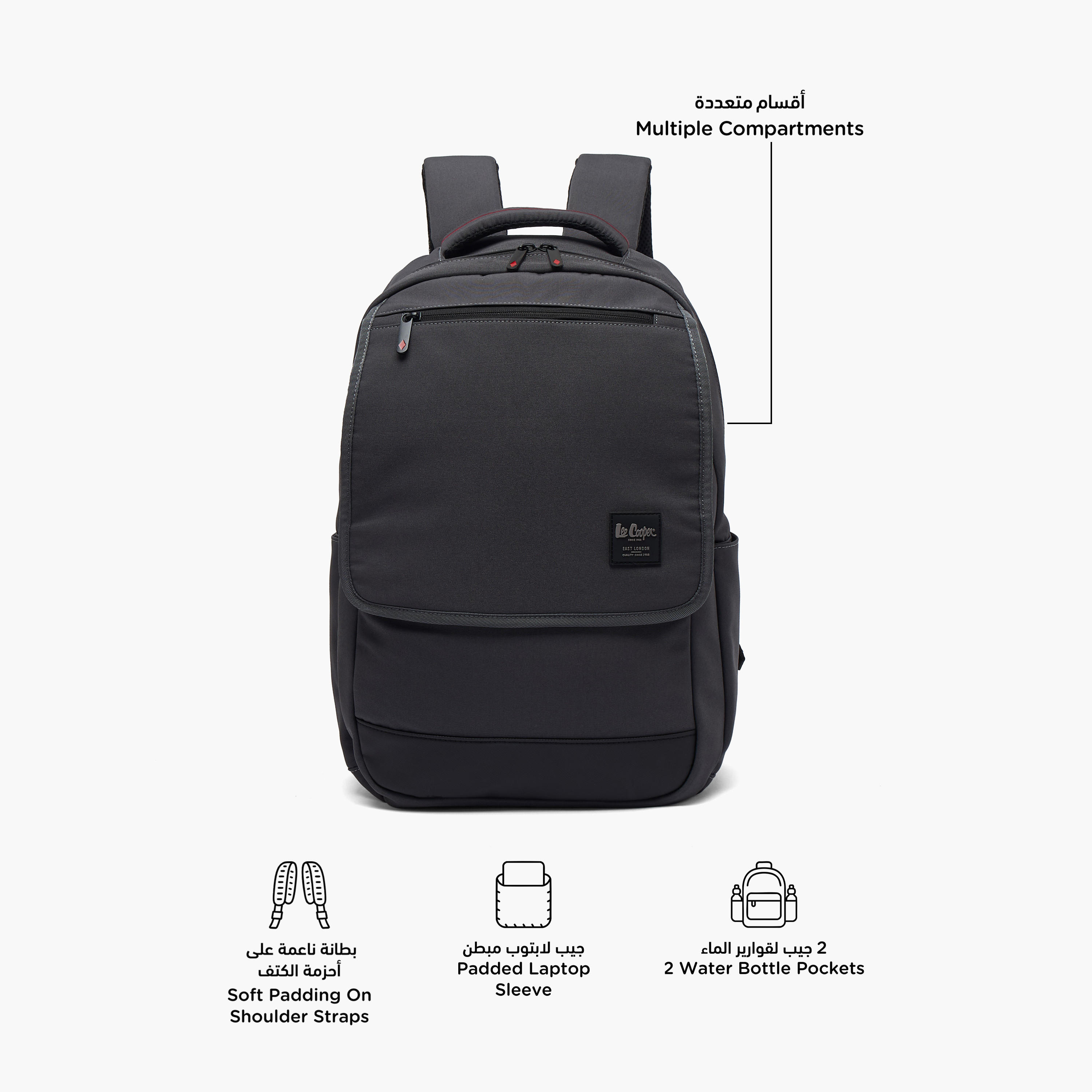 Lee Cooper Solid Backpack for Kids 13+ Years with Padded Laptop Sleeve-boys-accessories-bagsandbackpacks-image-2