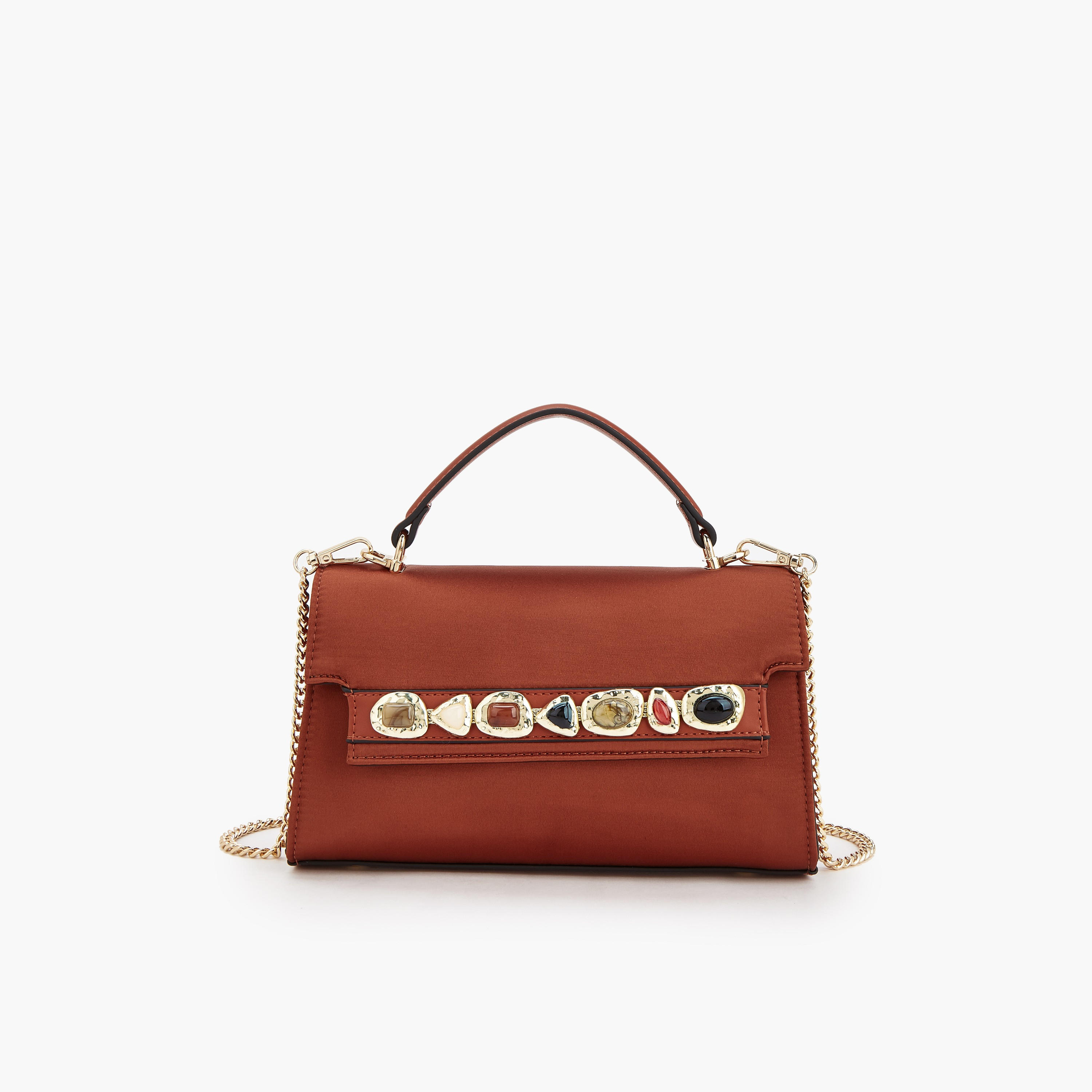 Elle Embellished Crossbody Bag with Detachable Chain Strap-women-bagsandwallets-handbags-image-1