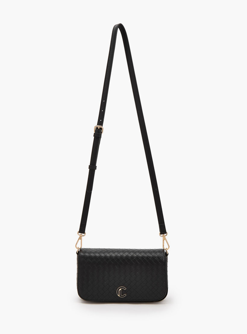 Le Confort Woven Textured Crossbody Bag with Button Closure-women-bagsandwallets-handbags-image-2