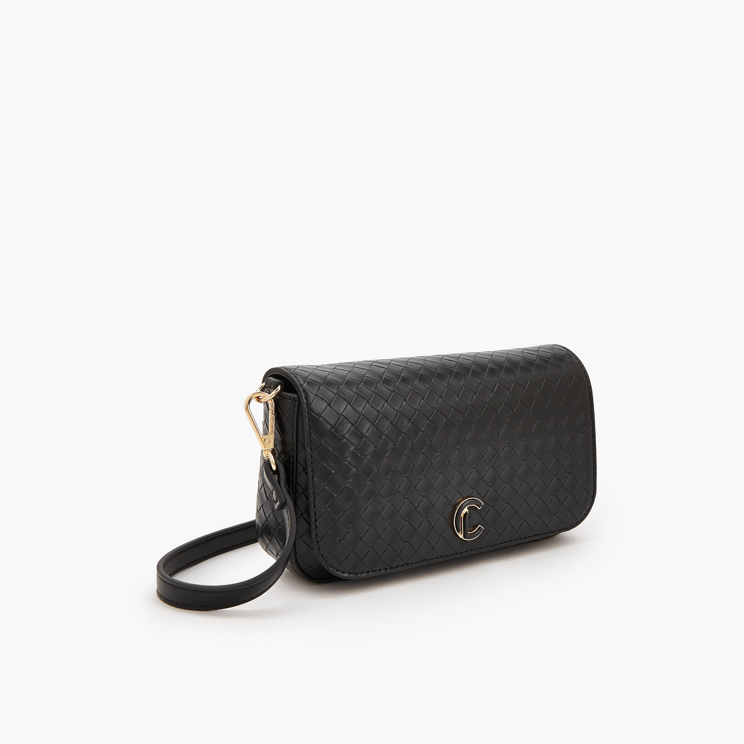 Le Confort Woven Textured Crossbody Bag with Button Closure-women-bagsandwallets-handbags-image-3