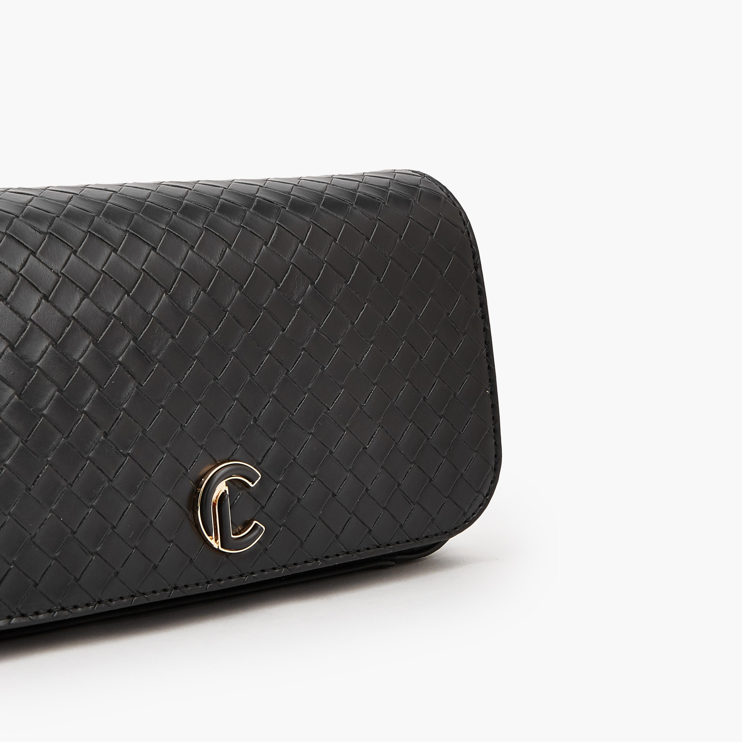 Le Confort Woven Textured Crossbody Bag with Button Closure-women-bagsandwallets-handbags-image-4