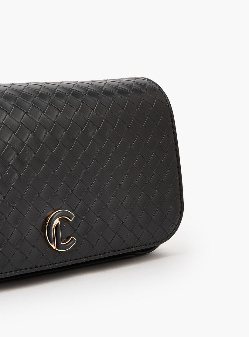 Le Confort Woven Textured Crossbody Bag with Button Closure-women-bagsandwallets-handbags-image-4