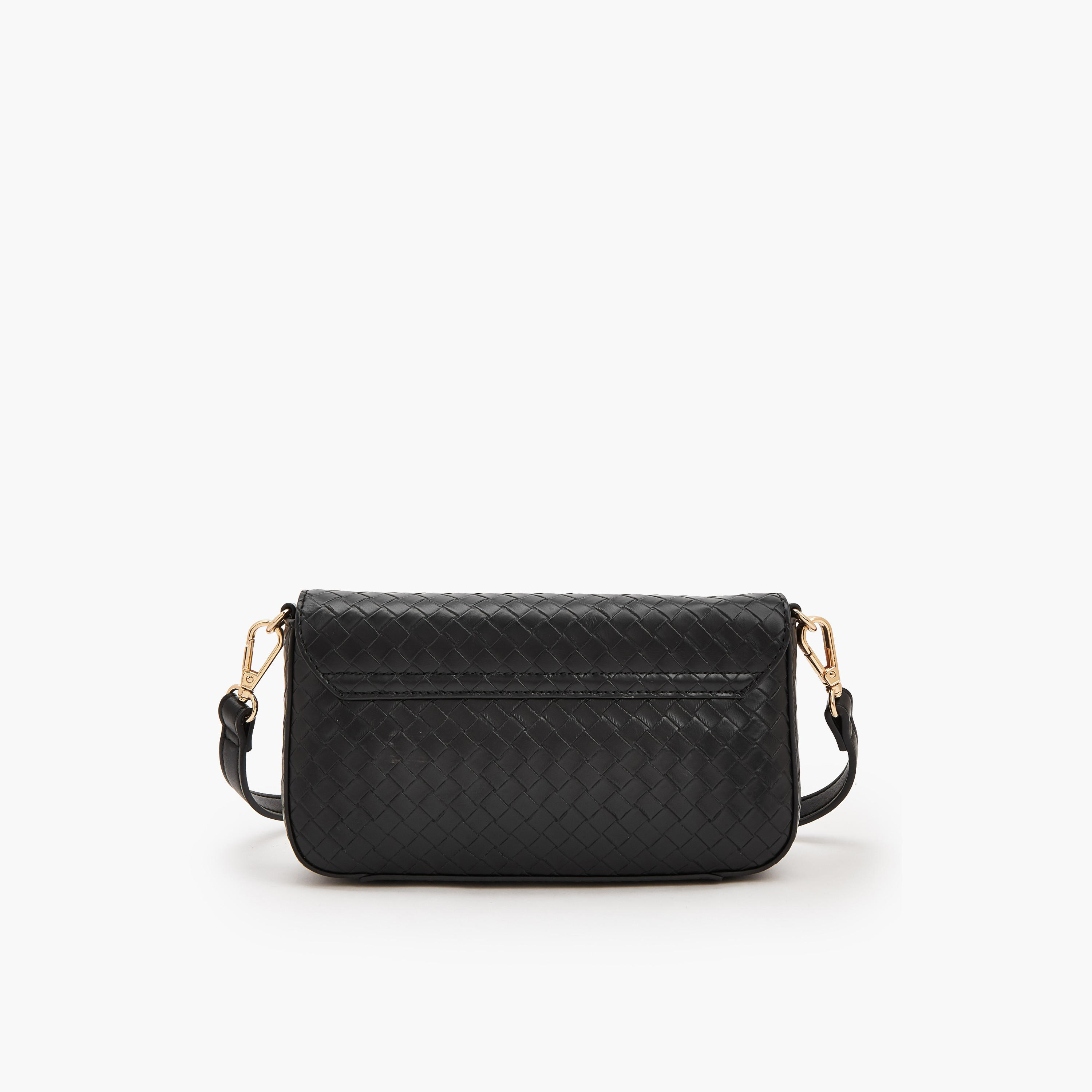 Le Confort Woven Textured Crossbody Bag with Button Closure-women-bagsandwallets-handbags-image-5