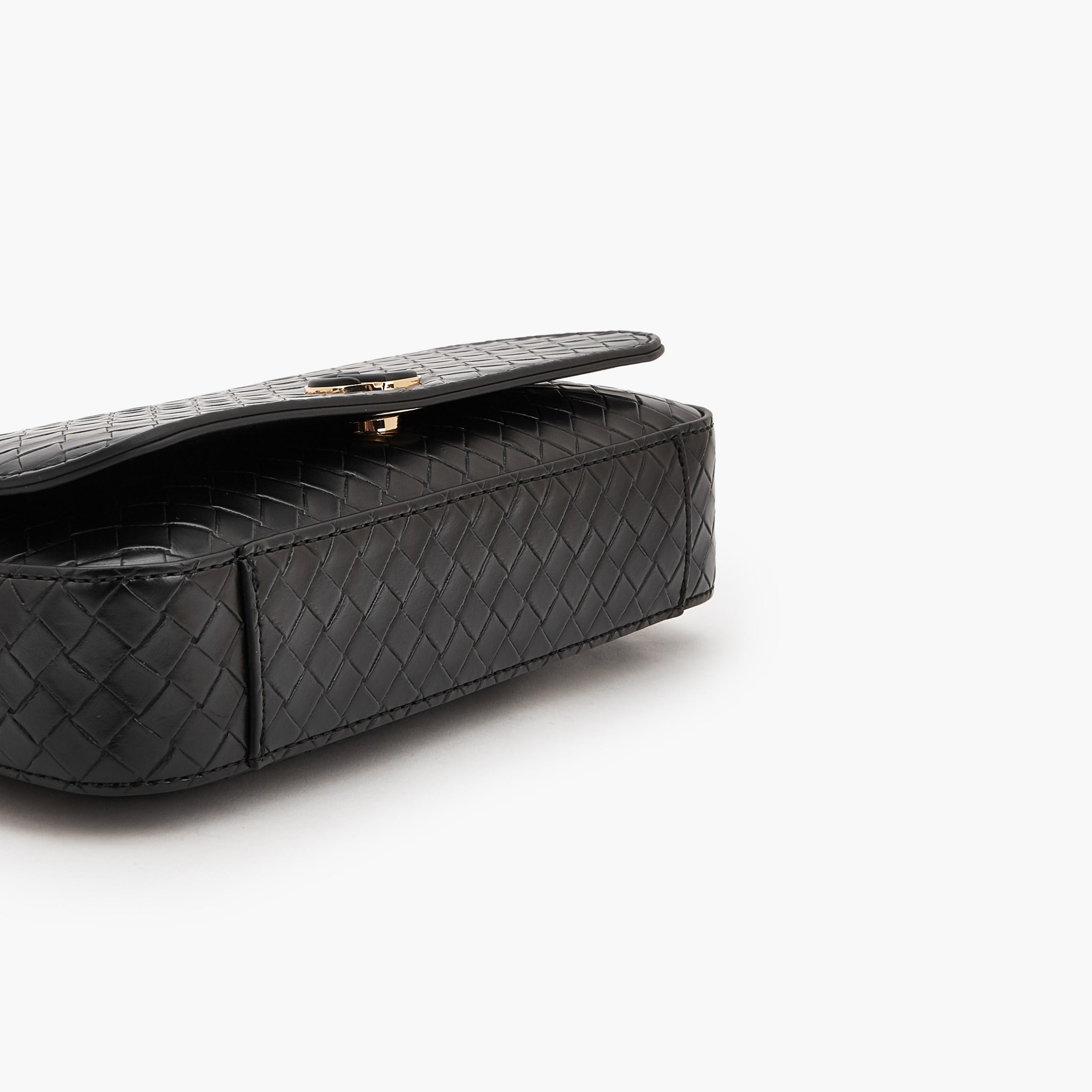 Le Confort Woven Textured Crossbody Bag with Button Closure-women-bagsandwallets-handbags-image-6