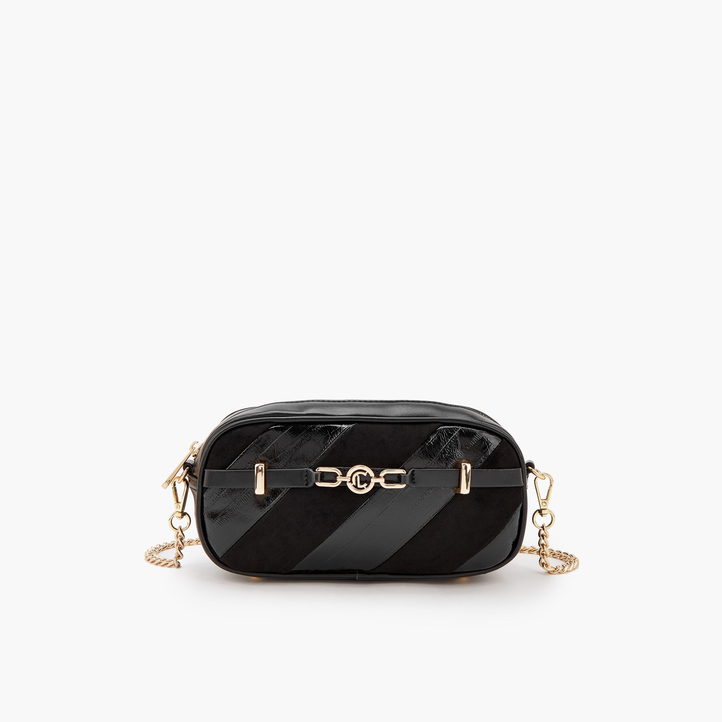 شنطة كروس بودي مخططة بسحاب إغلاق من  لو كونفورت-women-bagsandwallets-handbags-image-1