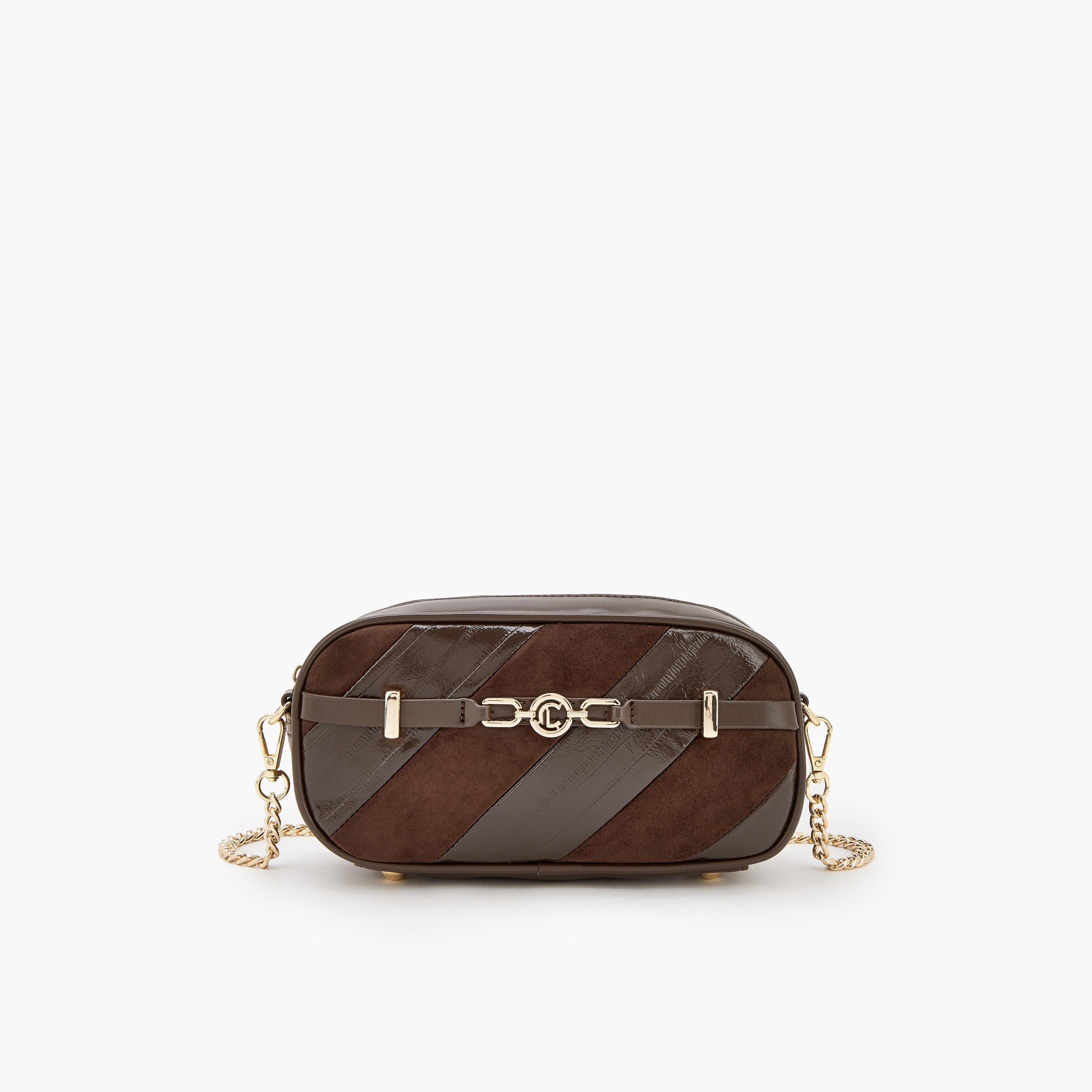 شنطة كروس بودي مخططة بسحاب إغلاق من  لو كونفورت-women-bagsandwallets-handbags-image-1