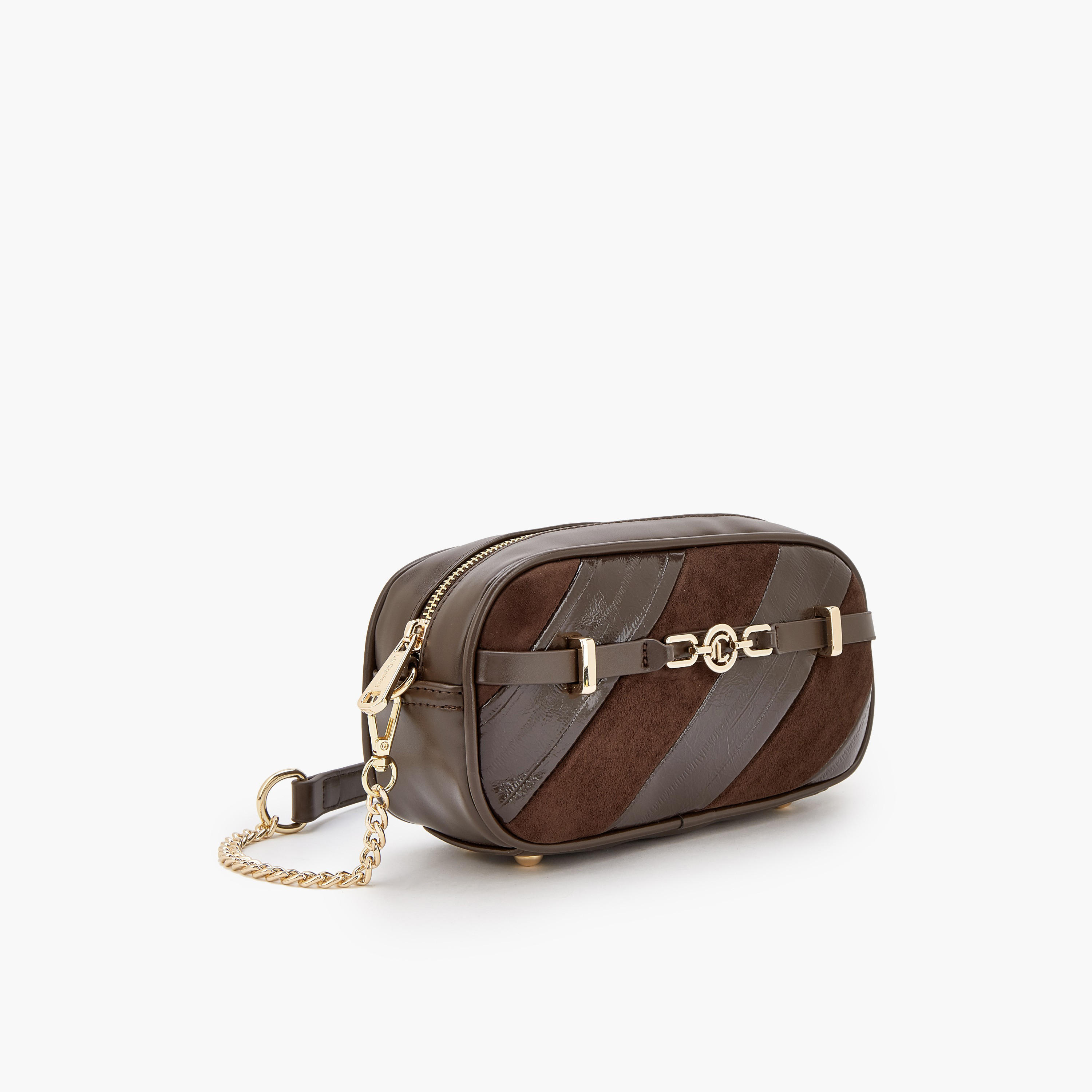 شنطة كروس بودي مخططة بسحاب إغلاق من  لو كونفورت-women-bagsandwallets-handbags-image-3