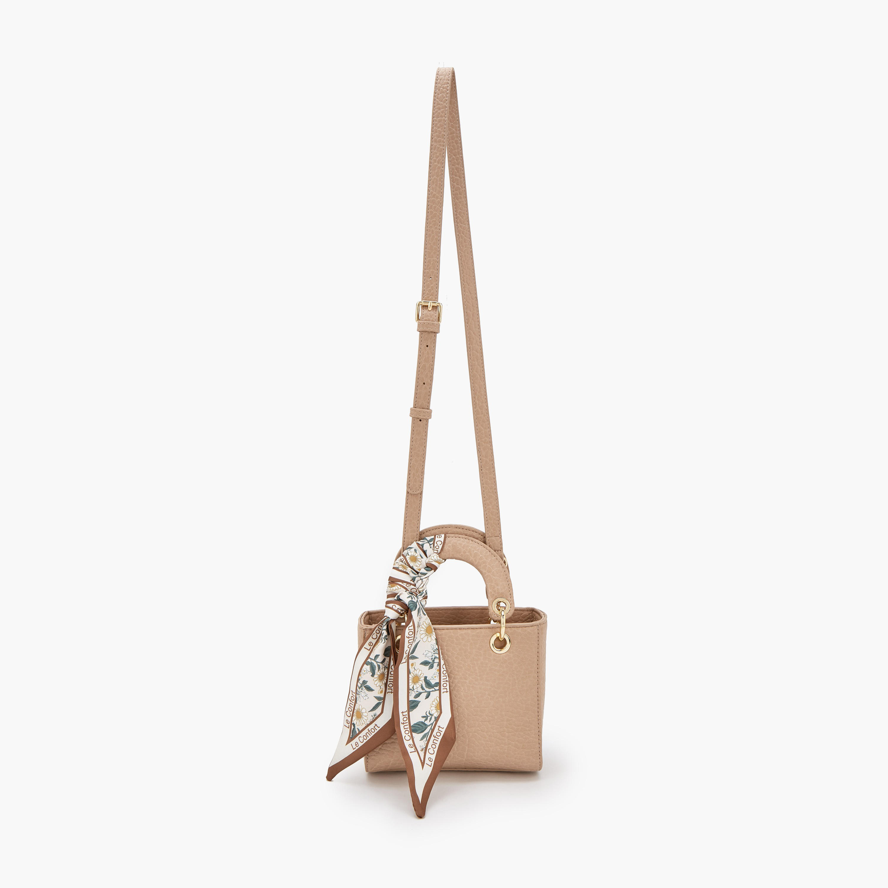 Le Confort Textured Mini Tote Bag with Scarf Accent-women-bagsandwallets-handbags-image-2