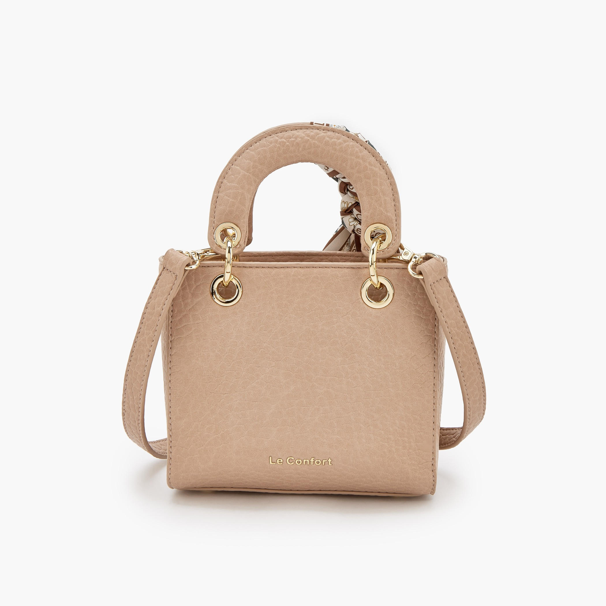 Le Confort Textured Mini Tote Bag with Scarf Accent-women-bagsandwallets-handbags-image-5