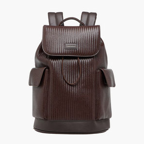 Duchini Men Chevron Textured Backpack with Drawstring Closure-men-image-1