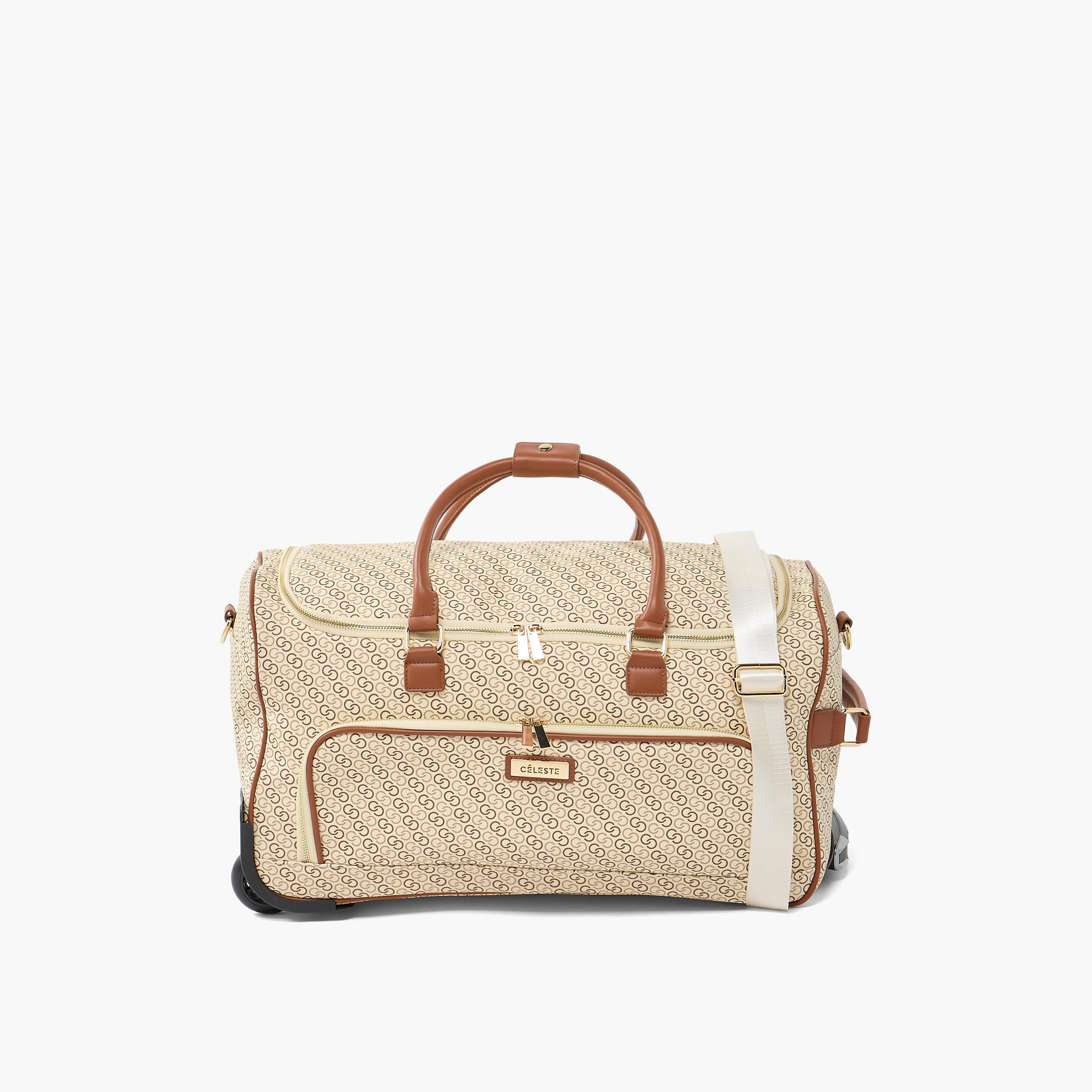 شنطة دافل بعجلات وطبعات مونوجرام من سيليست-travel-luggagesandbags-dufflebags-image-1