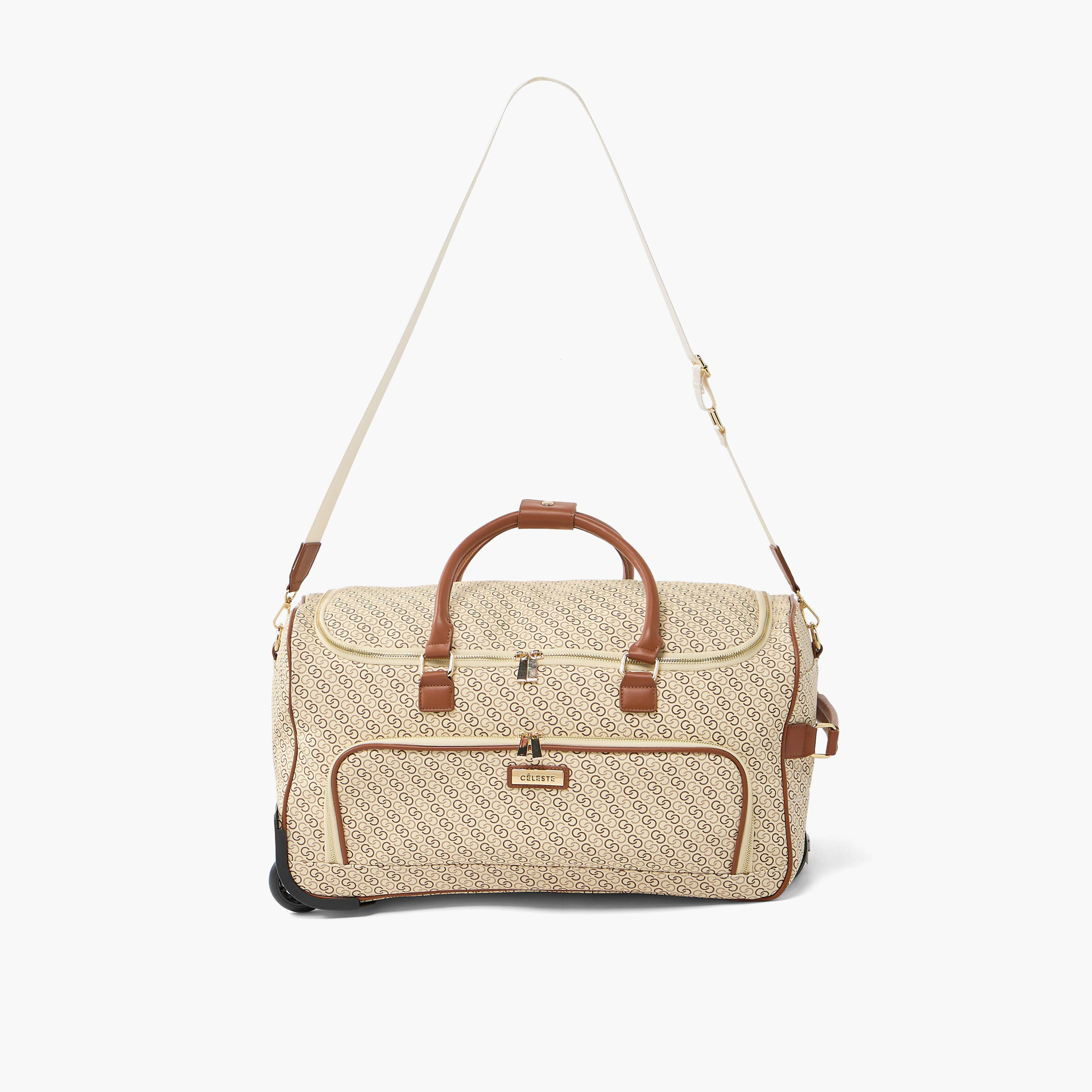 شنطة دافل بعجلات وطبعات مونوجرام من سيليست-travel-luggagesandbags-dufflebags-image-2